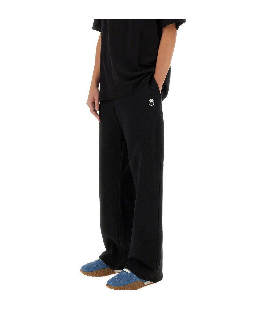 Marine Serre Crescent Moon Embroidered Track Pants In Black
