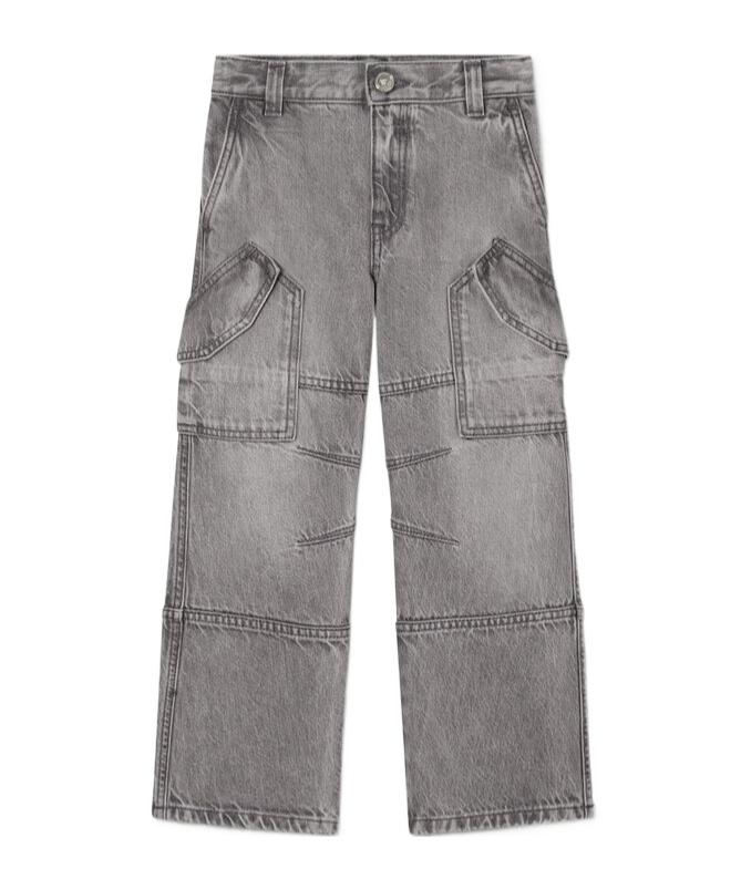 Versace Panelled Straight-leg Cargo Jeans In Gray