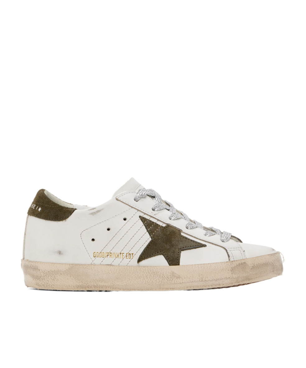 Golden Goose Ssense Exclusive White & Green Super-star Sneakers In White