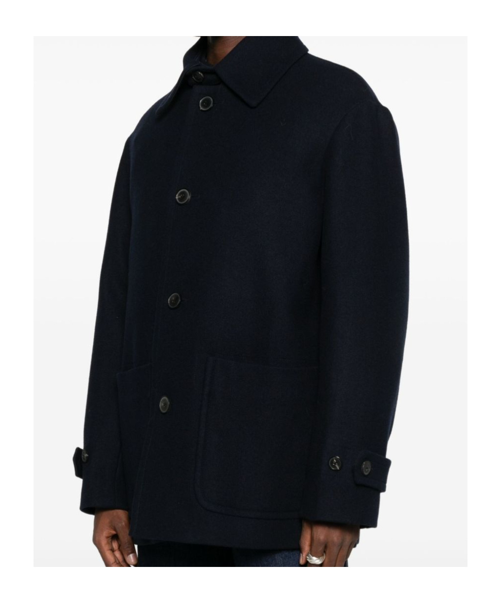 Dries Van Noten Long Sleeve Coat Featuring Front Pockets In Blue
