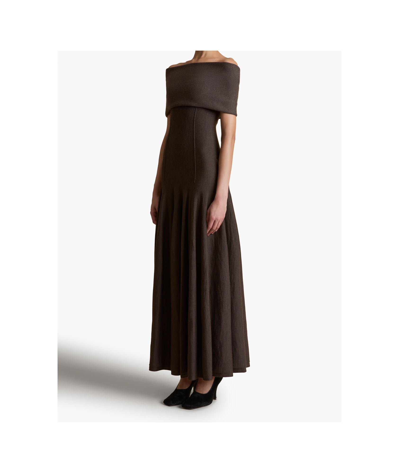 Khaite Bruna Off-the-shoulder Gathered Stretch-jersey Maxi Dress In Black