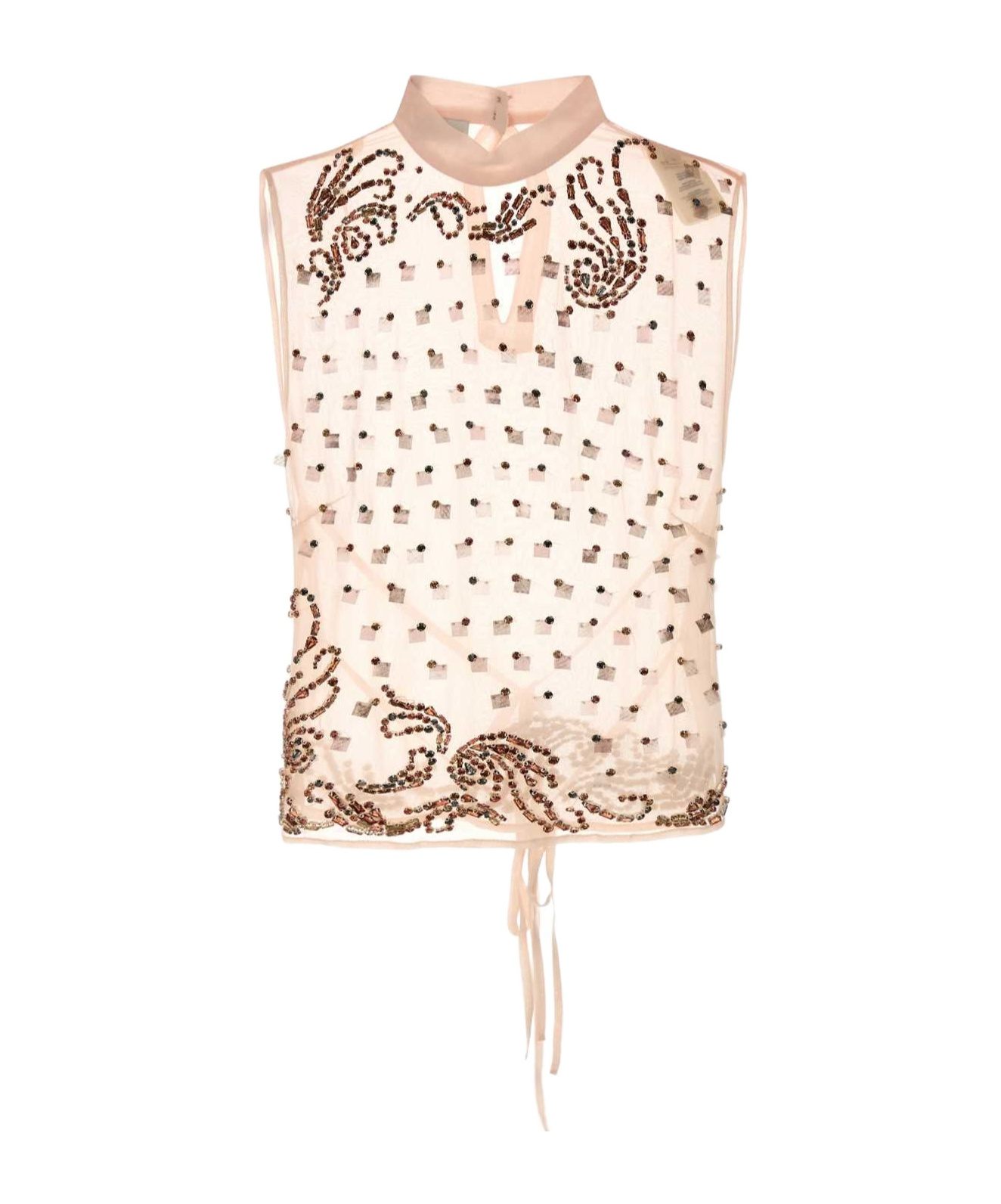 Dries Van Noten Carmasa Top With Keyhole Neck And Tie Detail In Brown