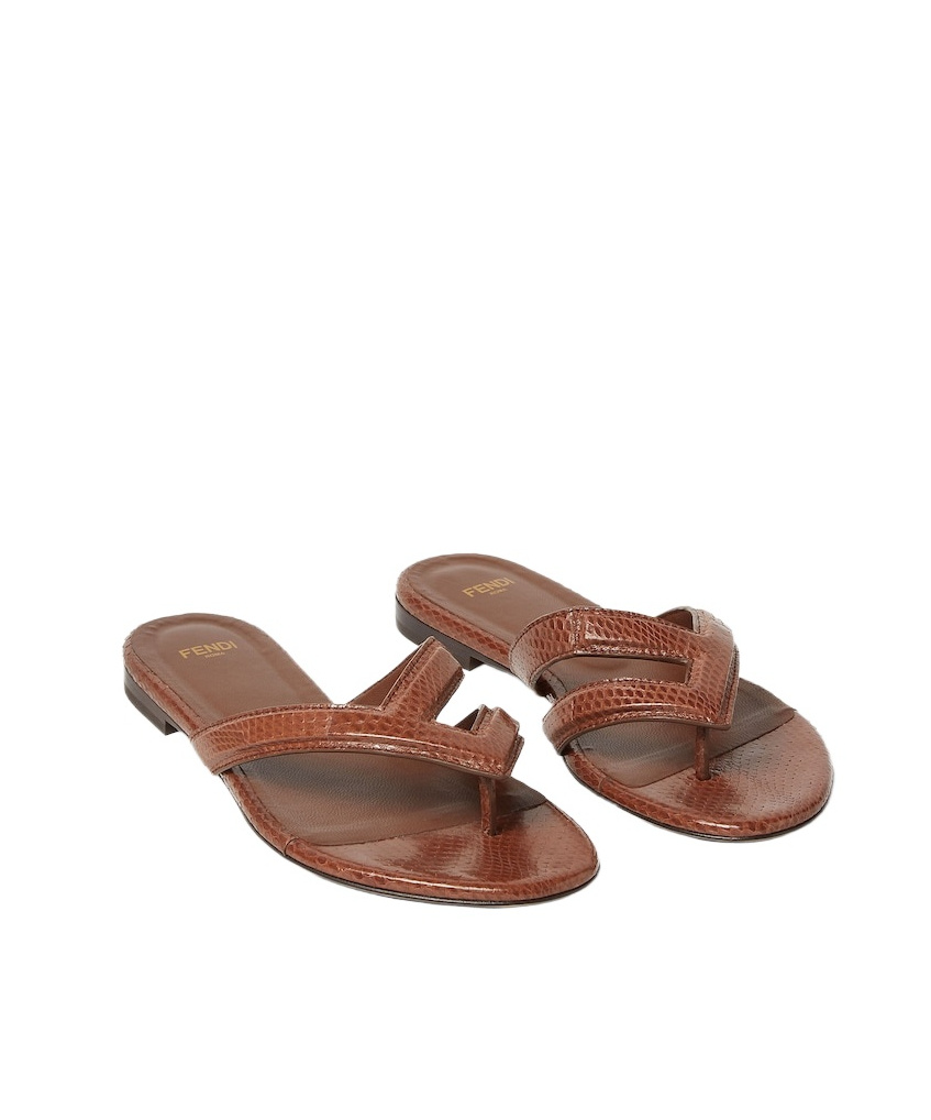 Fendi Women Infradito Ayers Sandals In Brown
