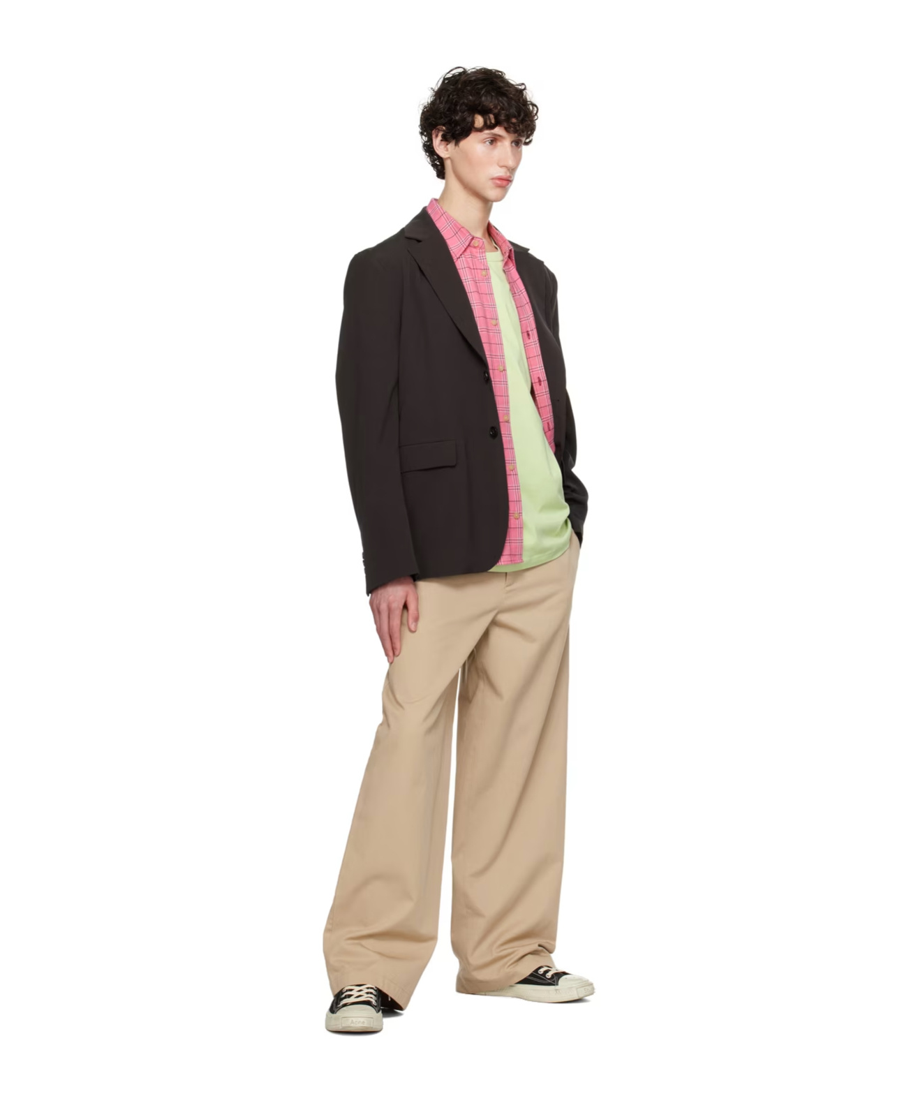 Acne Studios Face Logo-appliqué Wide-leg Trousers In Brown