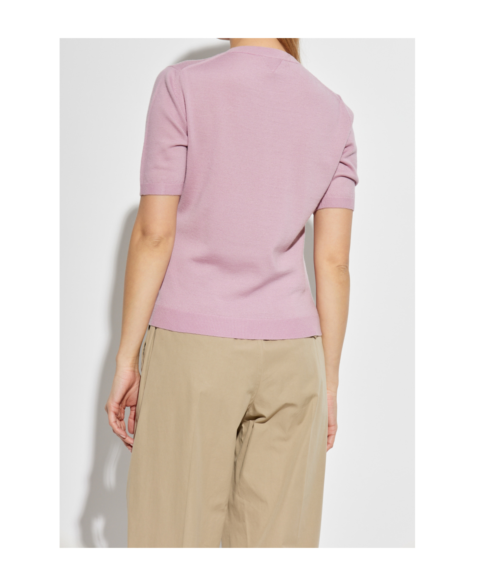 Bottega Veneta Short-sleeved Knit Top In Pink