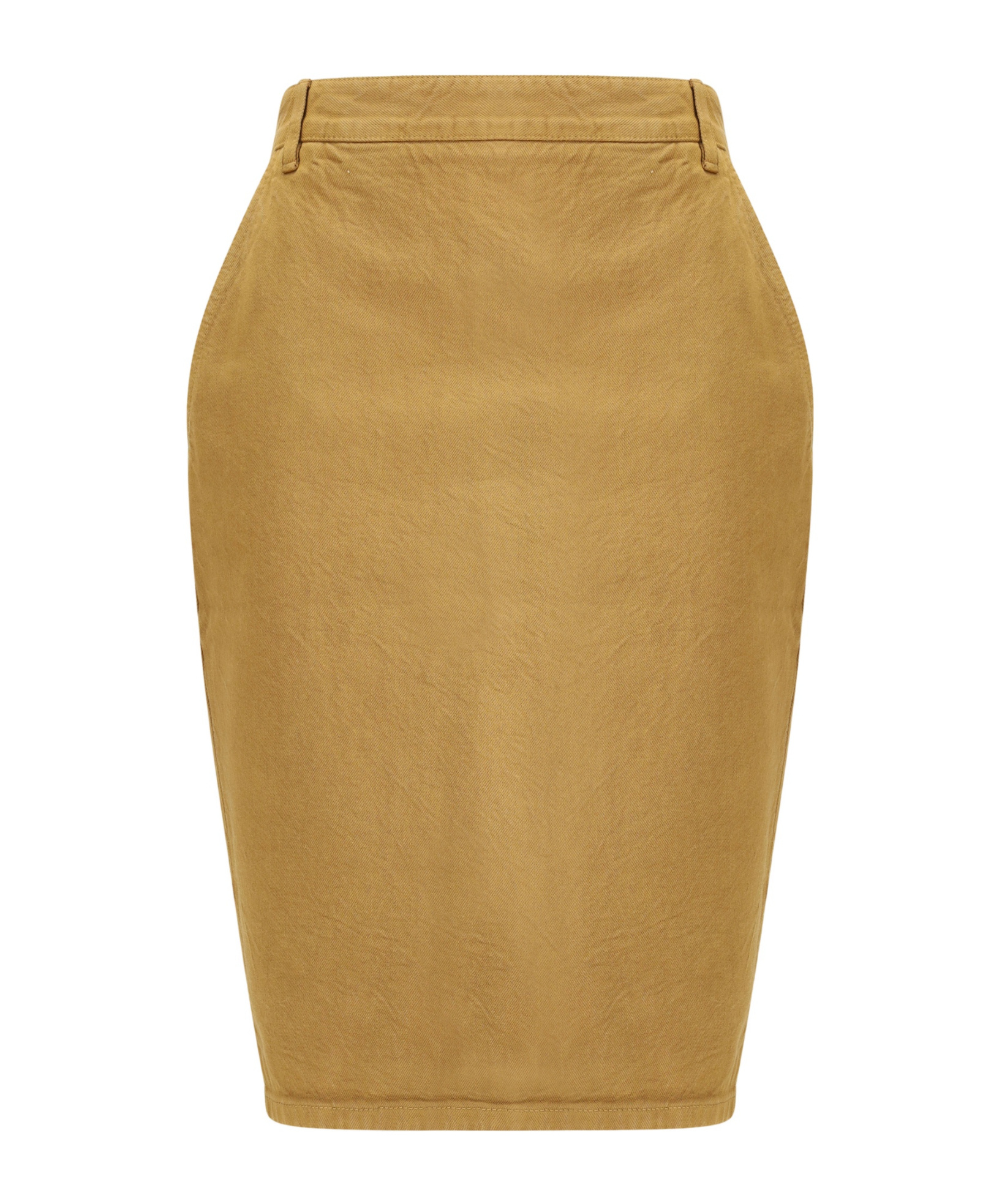 Saint Laurent Mid-rise Denim Pencil Skirt In Brown