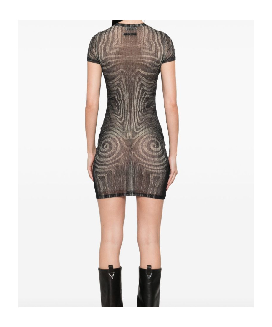 Shop Jean Paul Gaultier Spiral Mini Dress In Black