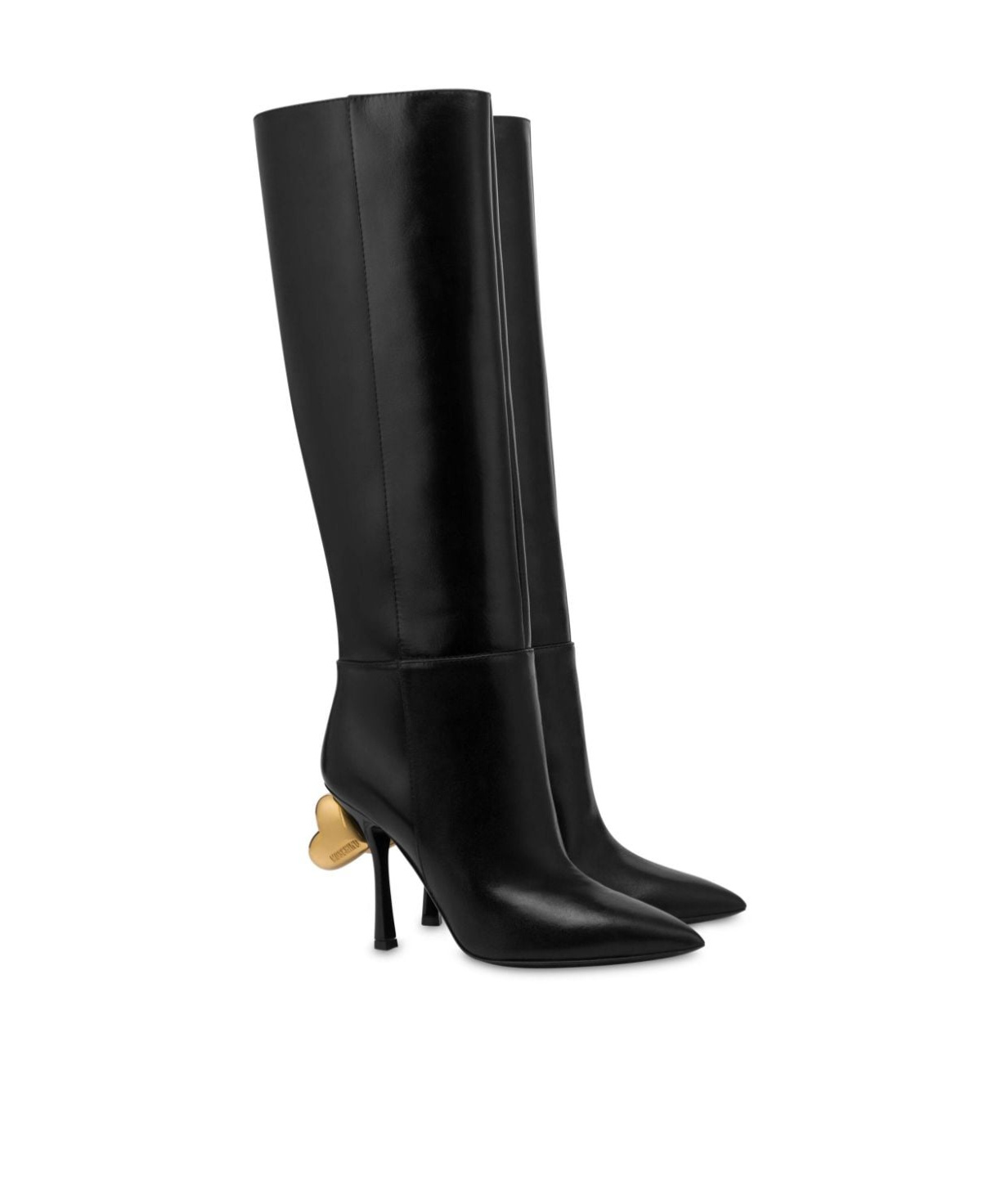 Moschino Sculpted Heel Knee-high Leather Boots In Black
