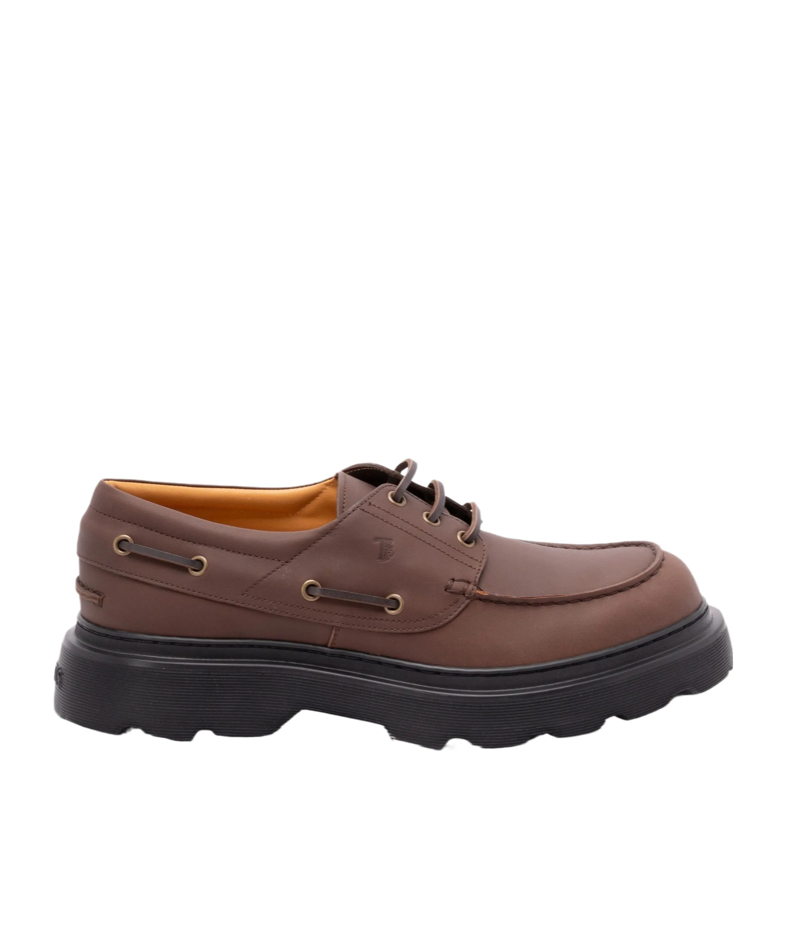 Tod's Boat Shoes With Chunky Sole And Eyelet Detailing In Brown