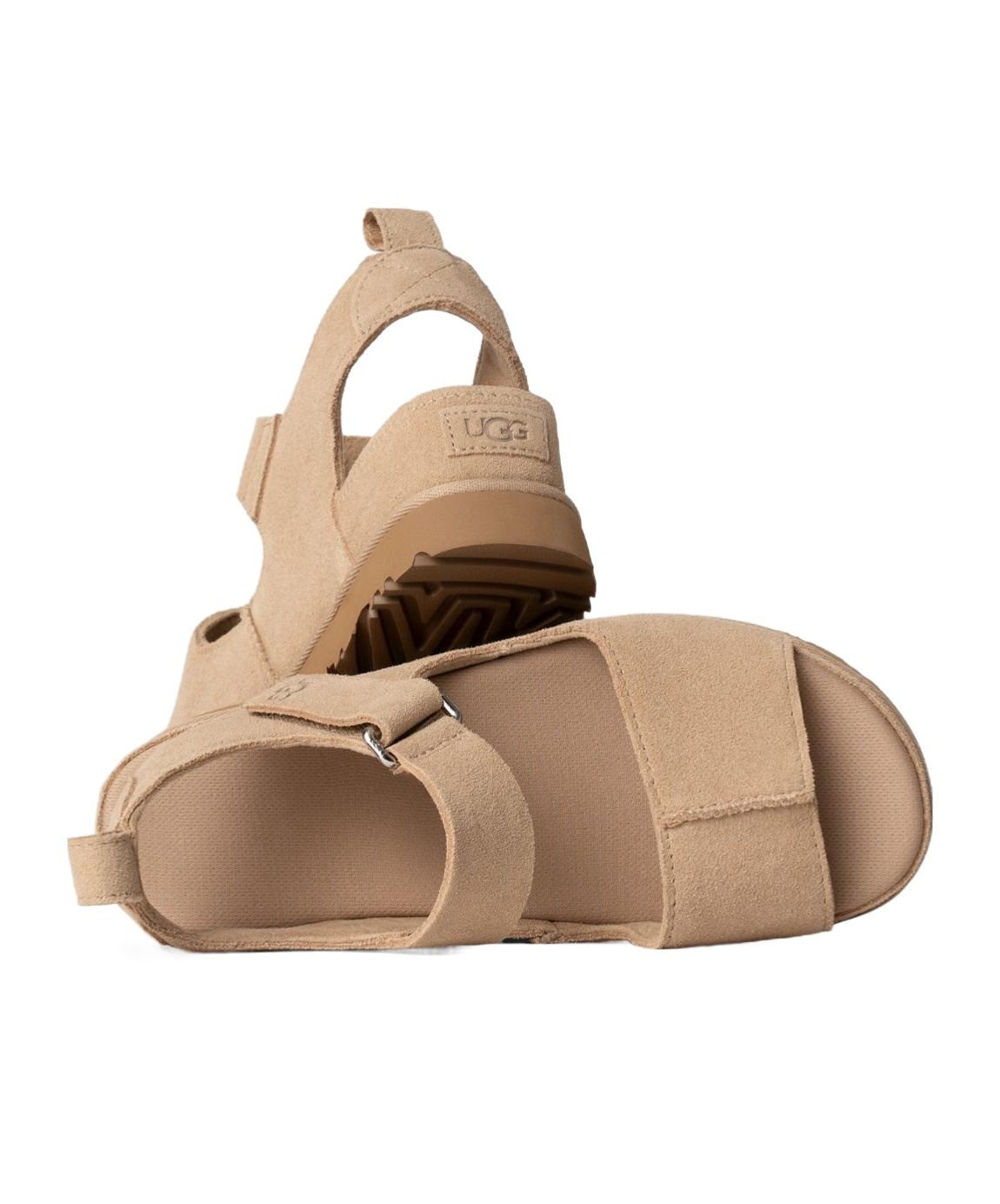Ugg Womens Goldenstar Hi Suede Platform Sandals Beige Eur 40 / 7 Uk In Nude