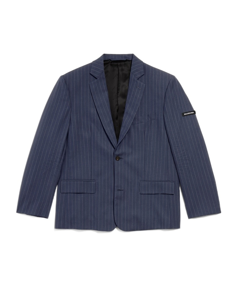 Balenciaga Regular Single Breasted Jacket In Navy Blue