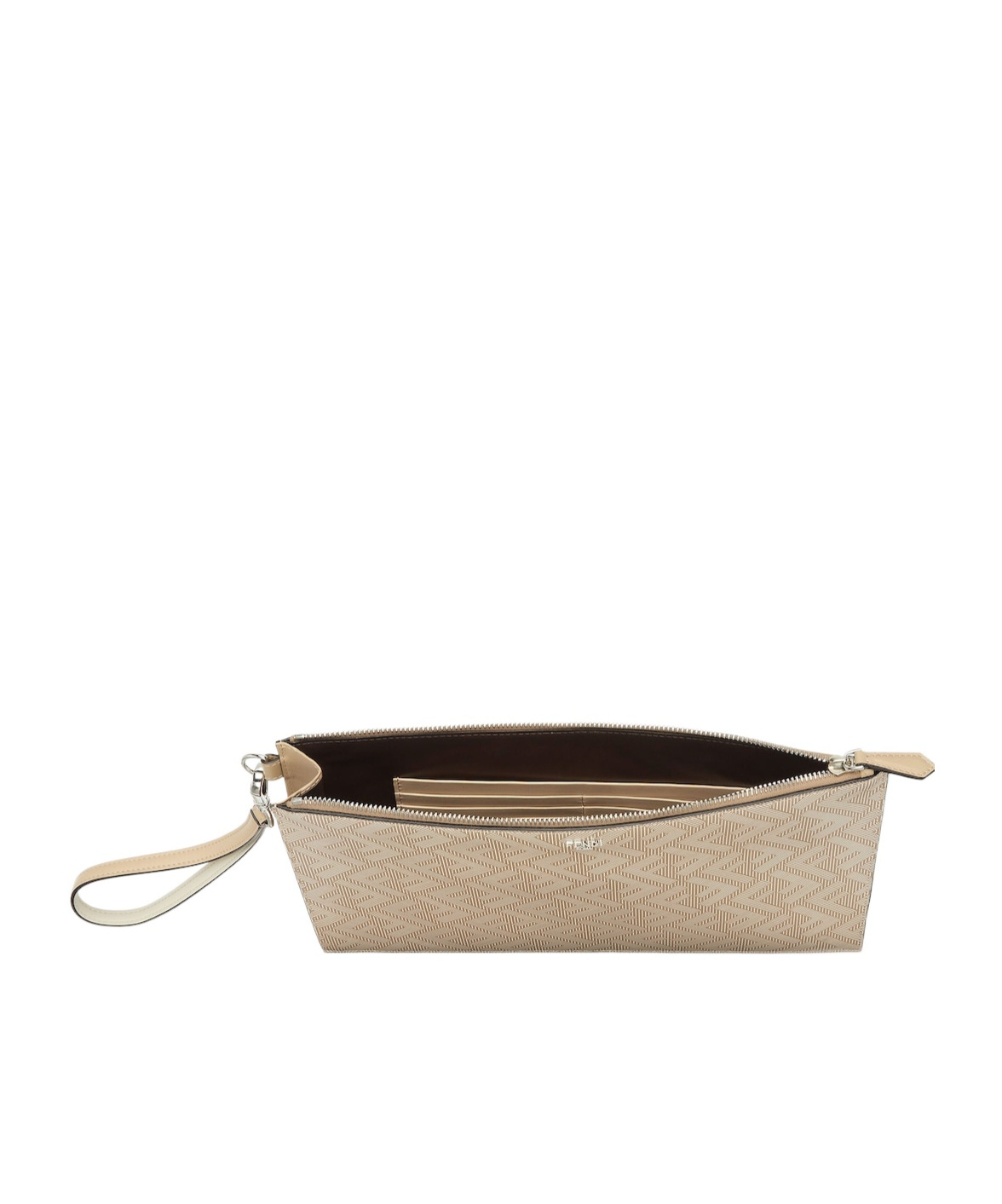 Fendi Shadow Flat Clutch In Nude