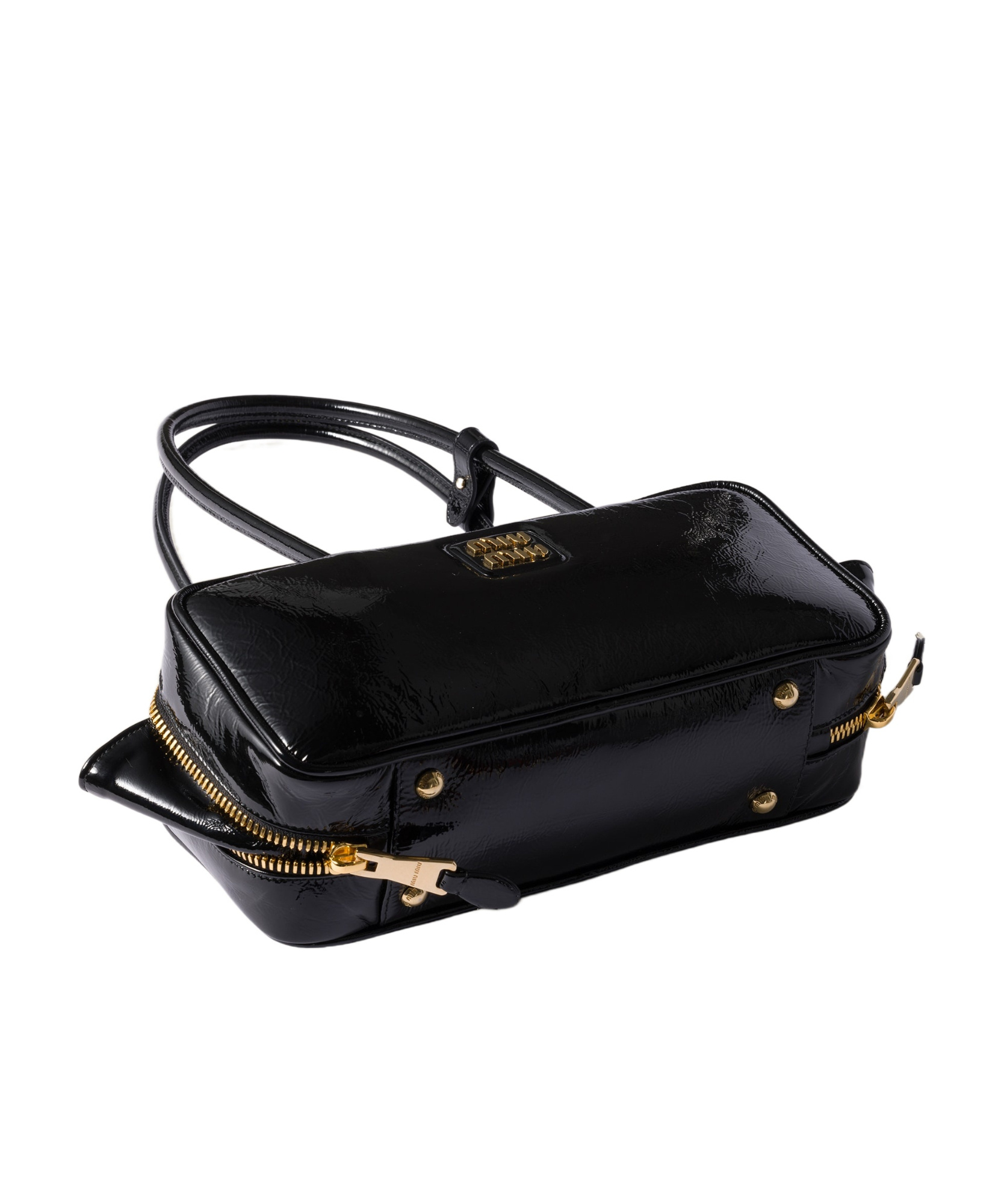Miu Miu Zippered Handbag In Black
