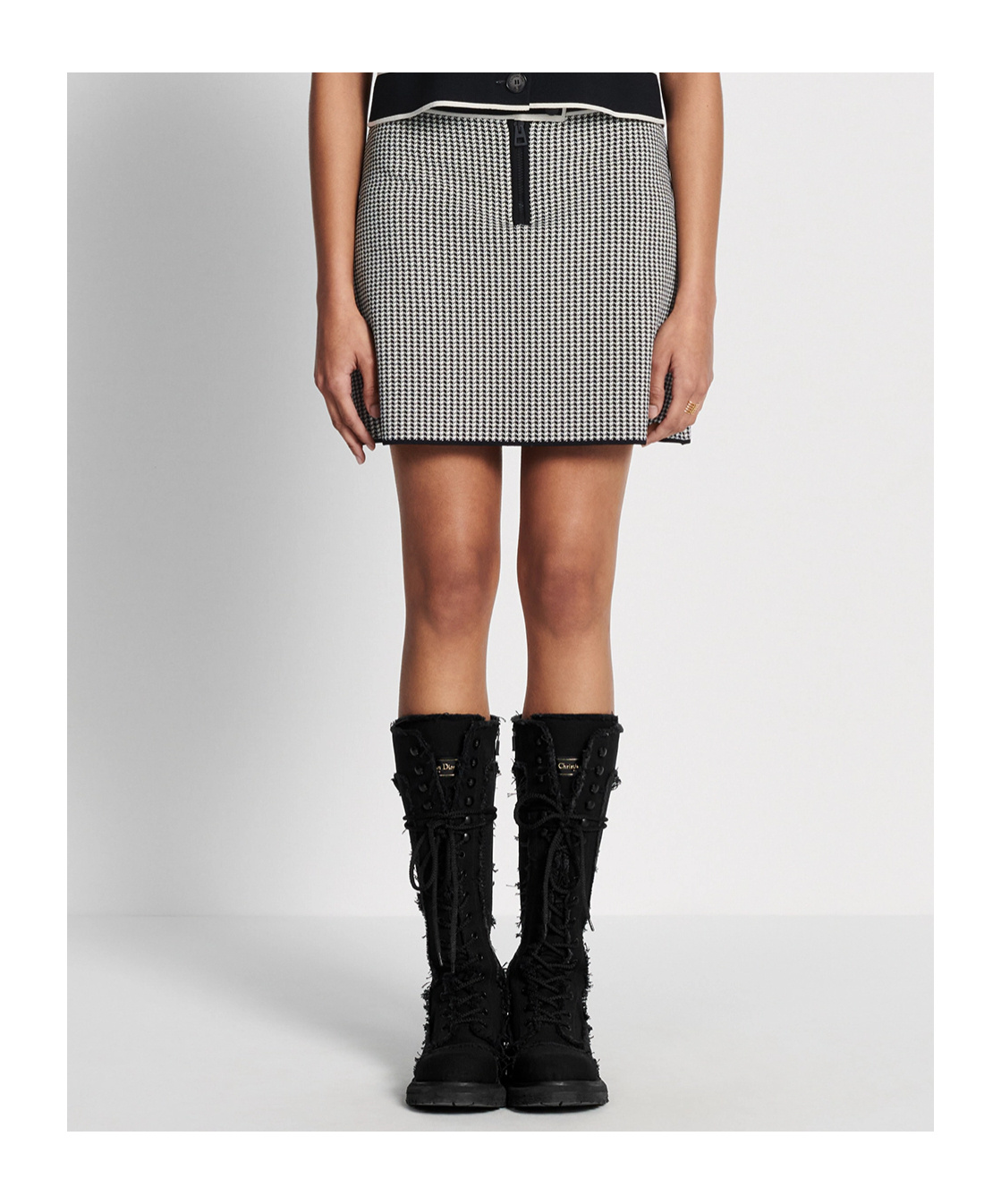 Dior Houndstooth Mini Skirt In Gray