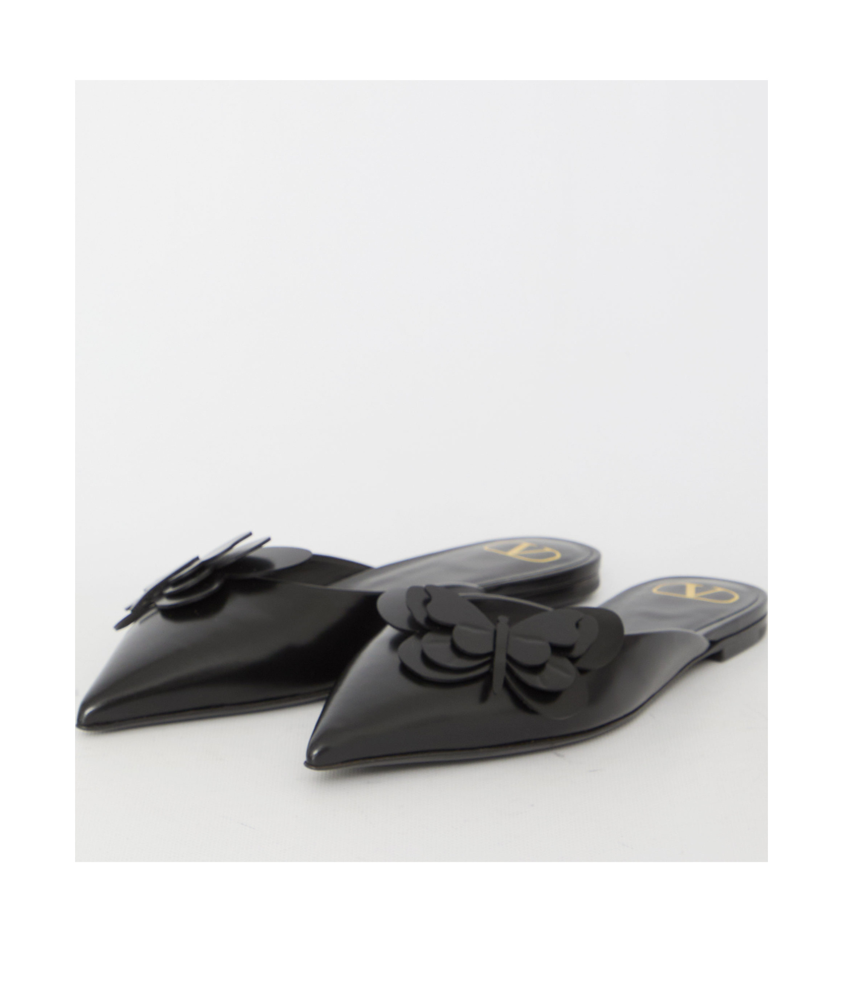 Valentino Garavani Women Flat Mules In Leather In Black