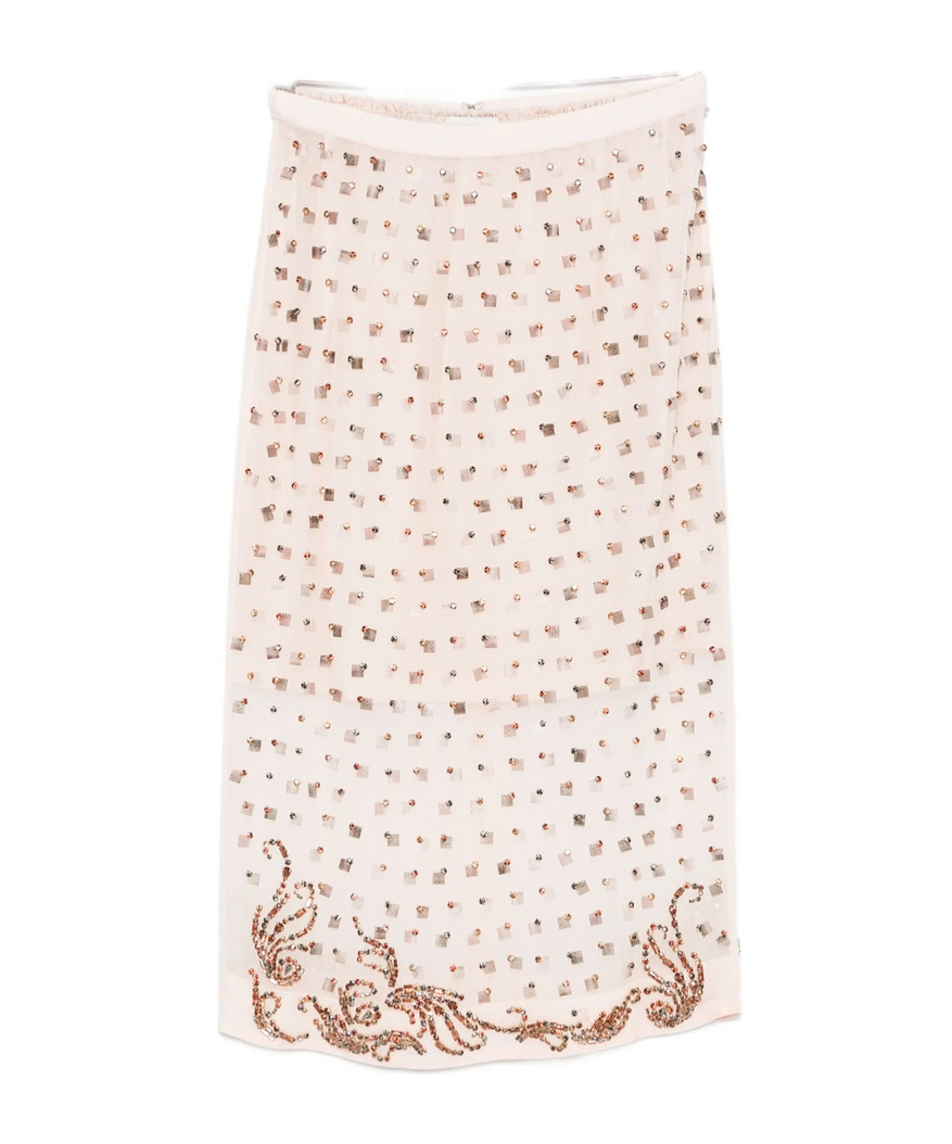 Dries Van Noten Sokna Embellished Midi Skirt In Neutral