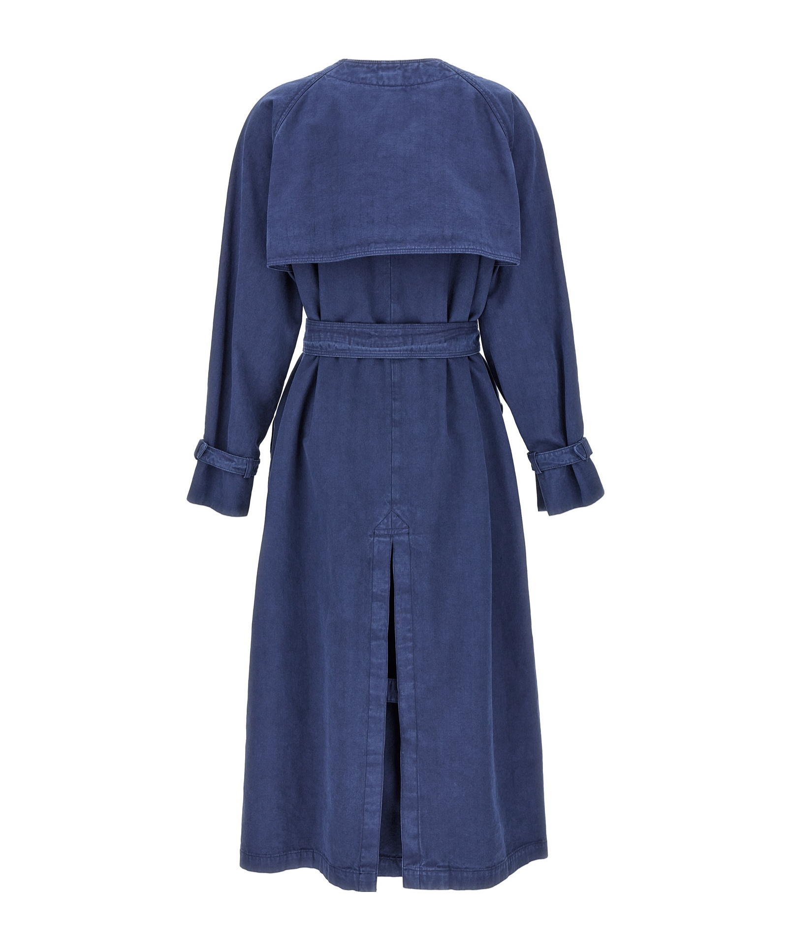 Max Mara Calao Long Denim Trench Coat In Blue