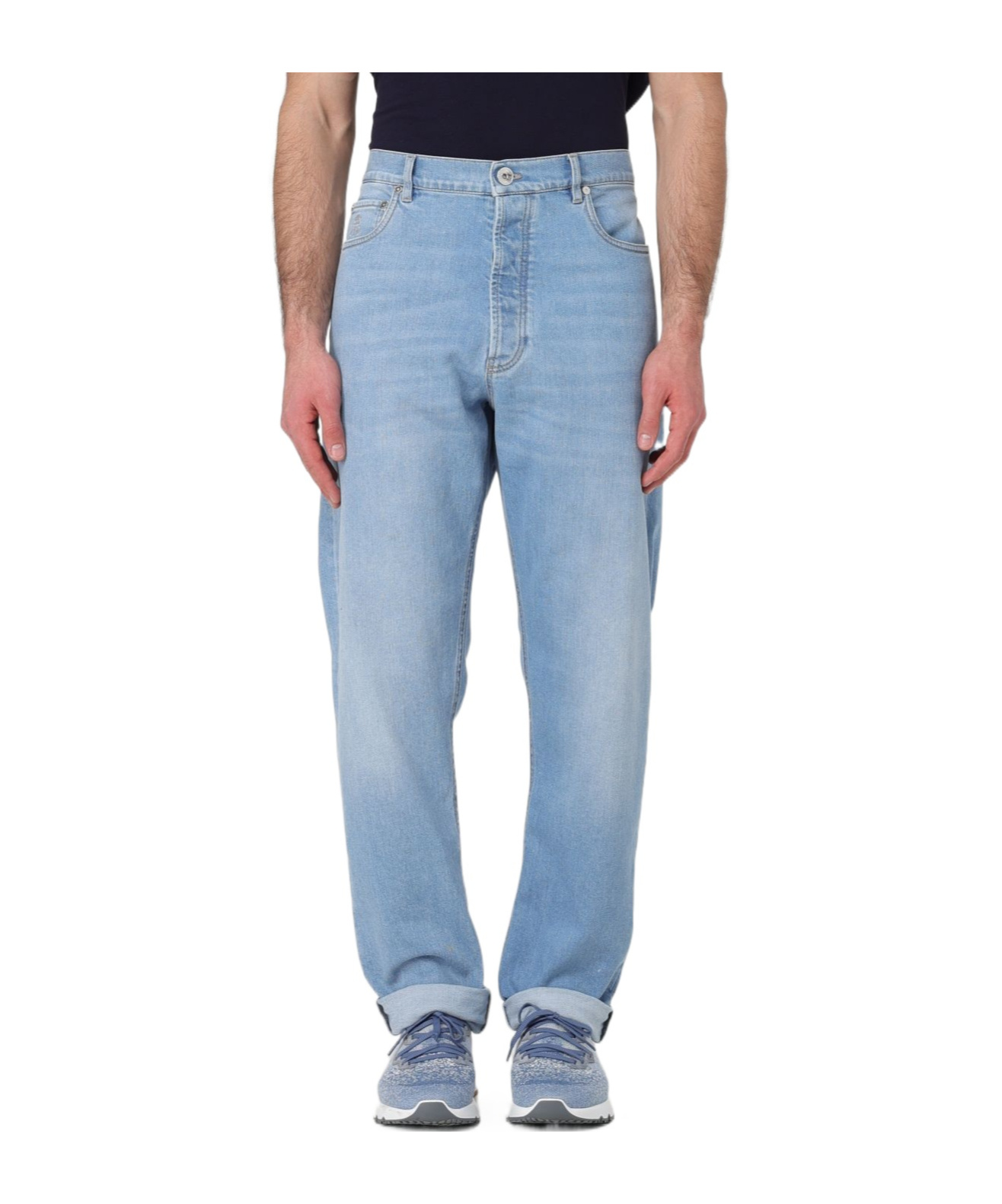Brunello Cucinelli Logo-patch Jeans In Blue