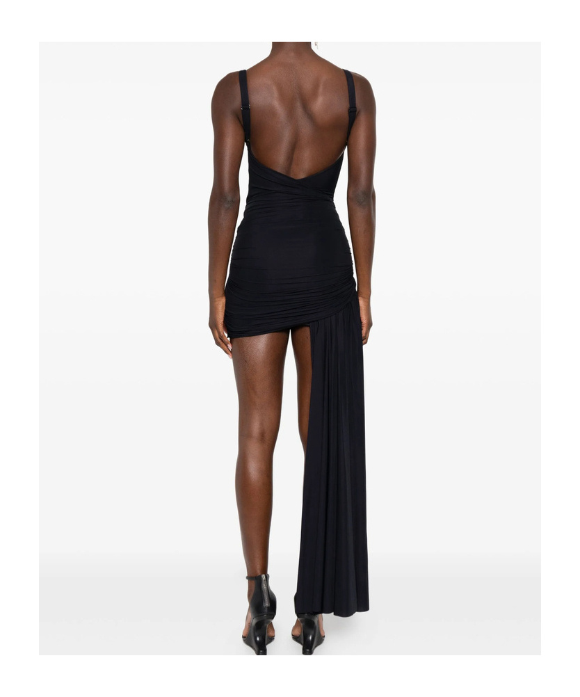 Balenciaga Black Draped Mini Dress In Jersey Women In Black