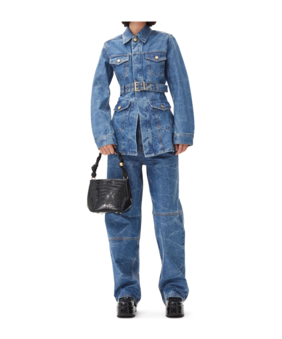 Ganni Women Foil Denim Jacket In Blue