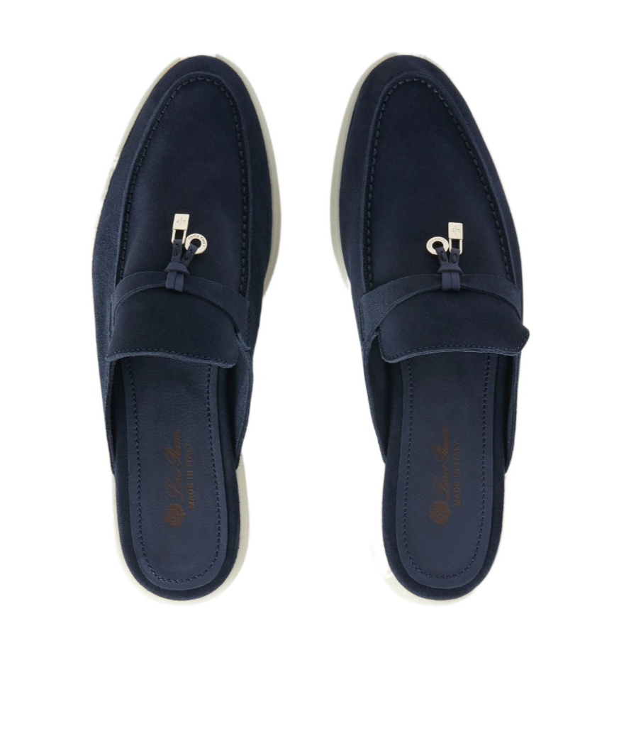 Loro Piana Babouche Charms Slip-on Flat Shoes In Blue