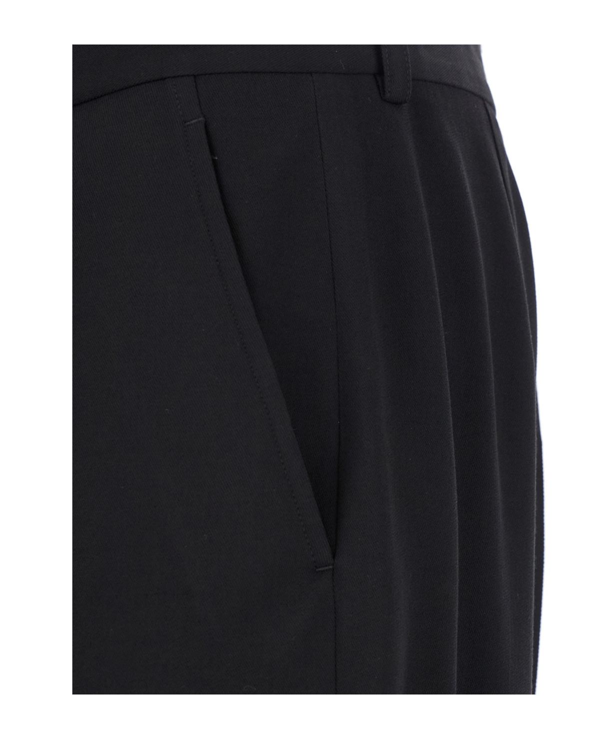 Balenciaga Central Pleated Twill Trousers In Black