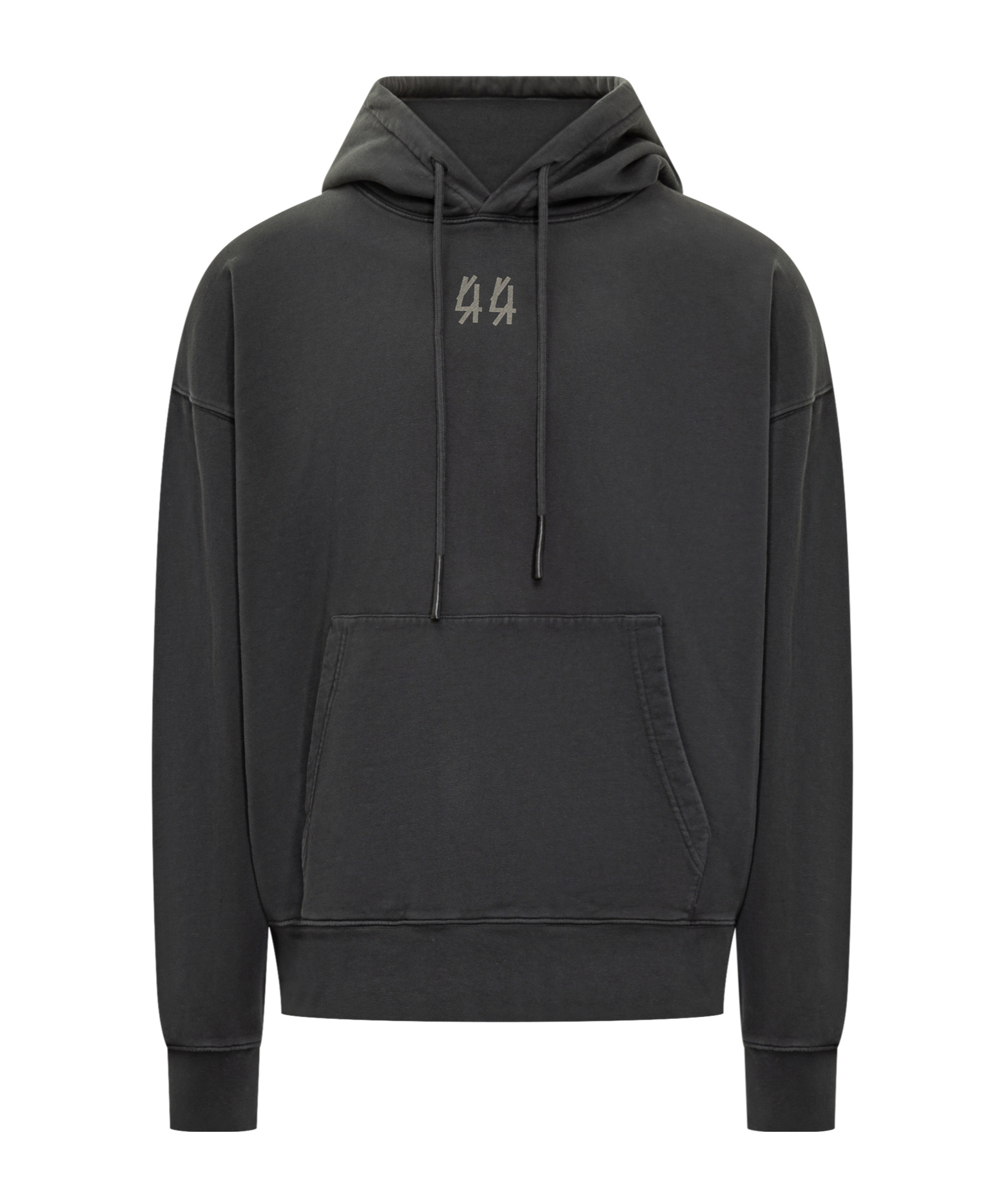 44 Label Group Relaxed Fit Black Cotton Hoodie With Bold Graphic Print In Black