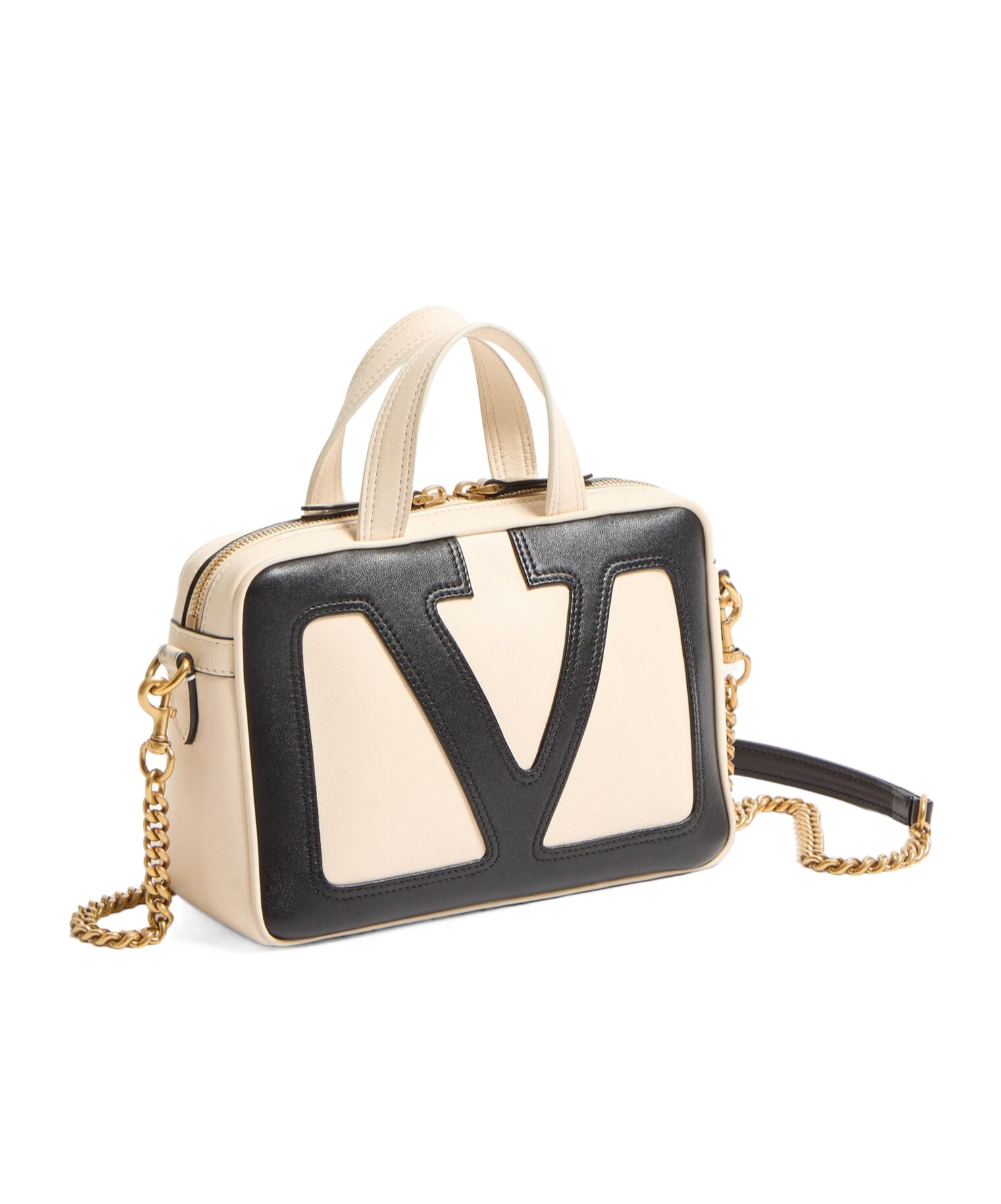 Valentino Viva Superstar Small Two-tone Leather Shoulder Bag In Nude