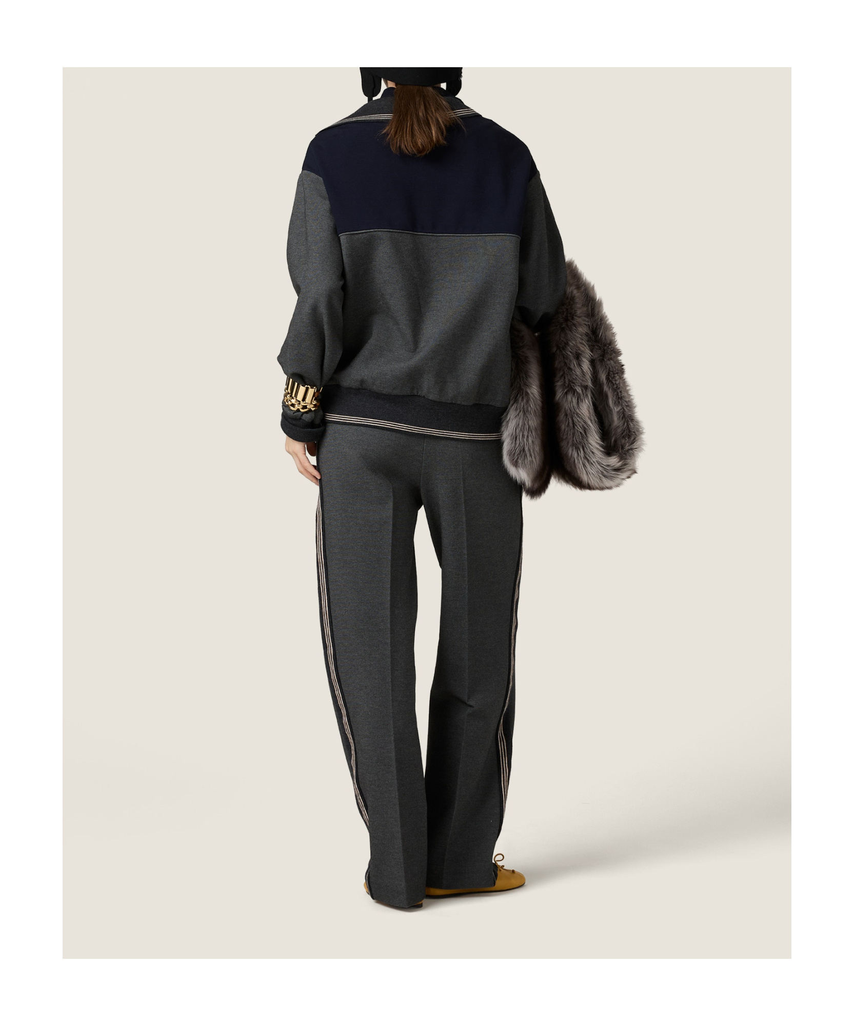 Miu Miu Fabric Stitch Knit Pants In Gray