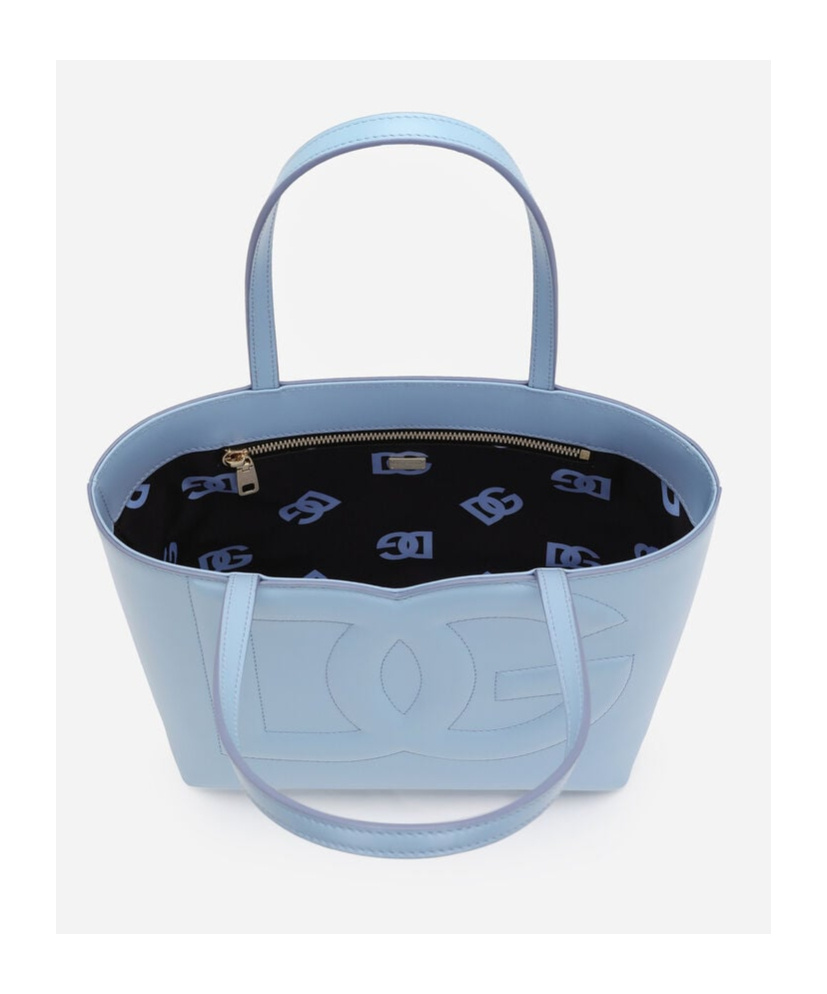 Dolce & Gabbana Small Dg Logo Leather Tote Bag In Blue