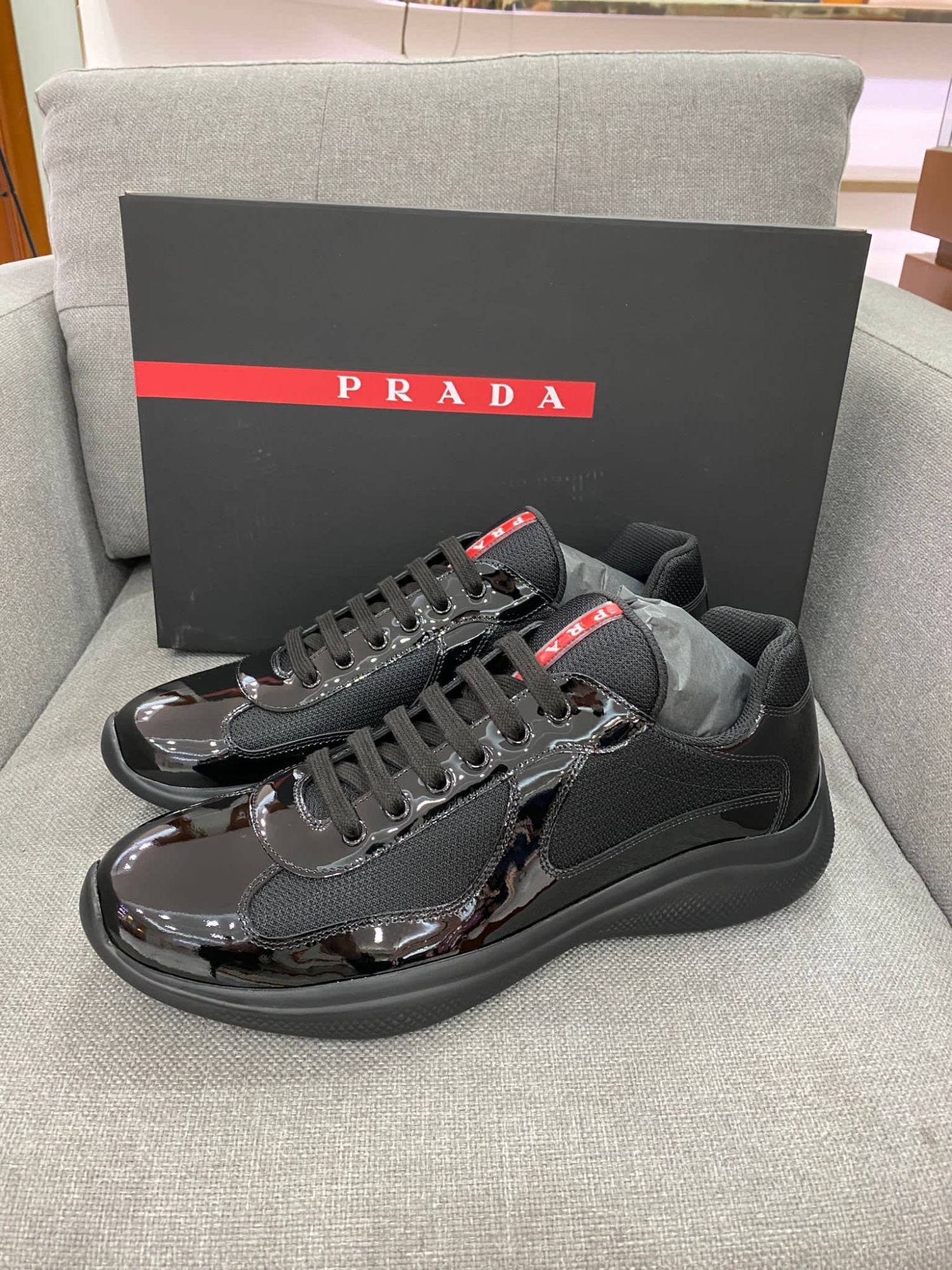 Prada Americas Cup Low-top Sneakers In Black