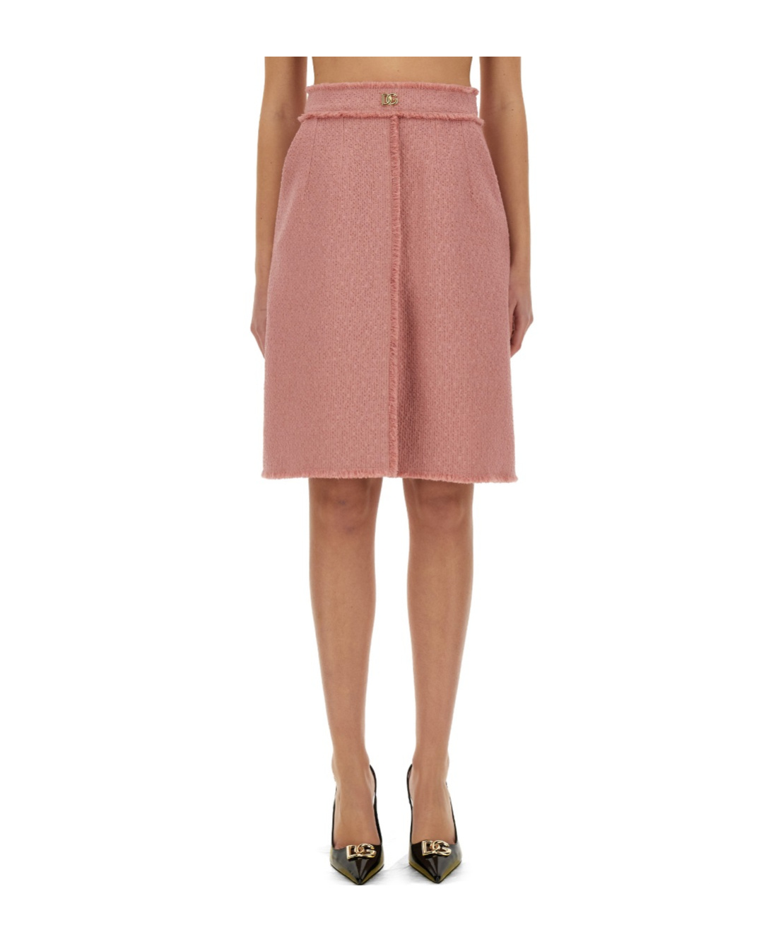 Shop Dolce & Gabbana Front Slit Skirt In Pink