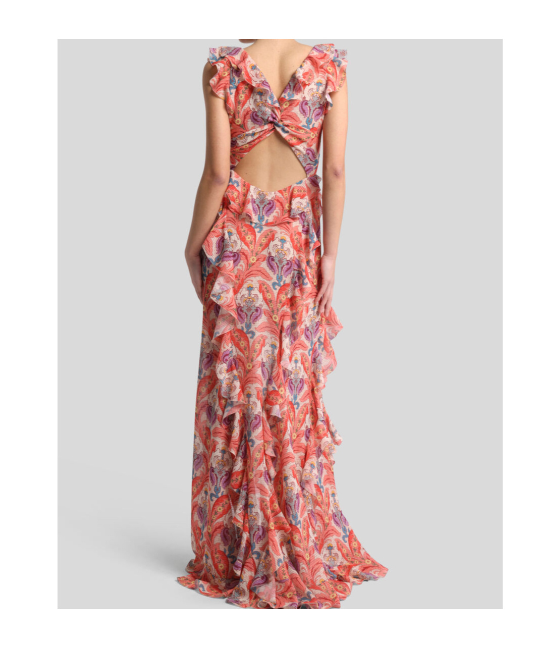 Etro Long Dress With Ruffles And Cut-out
