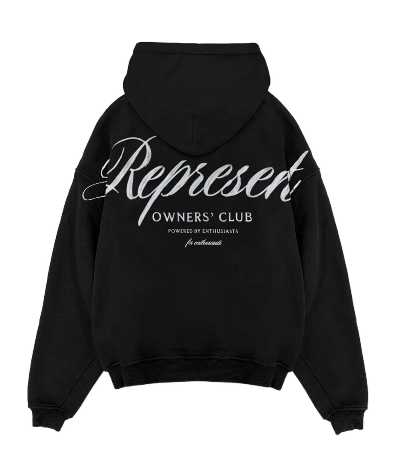Represent Black Hoodie With Logo Lettering Detail On The Front And Maxi Logo Print On The Rear In Cotton Man In Black