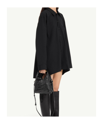 Mm6 Maison Margiela Long-sleeve Shirt Dress In Black