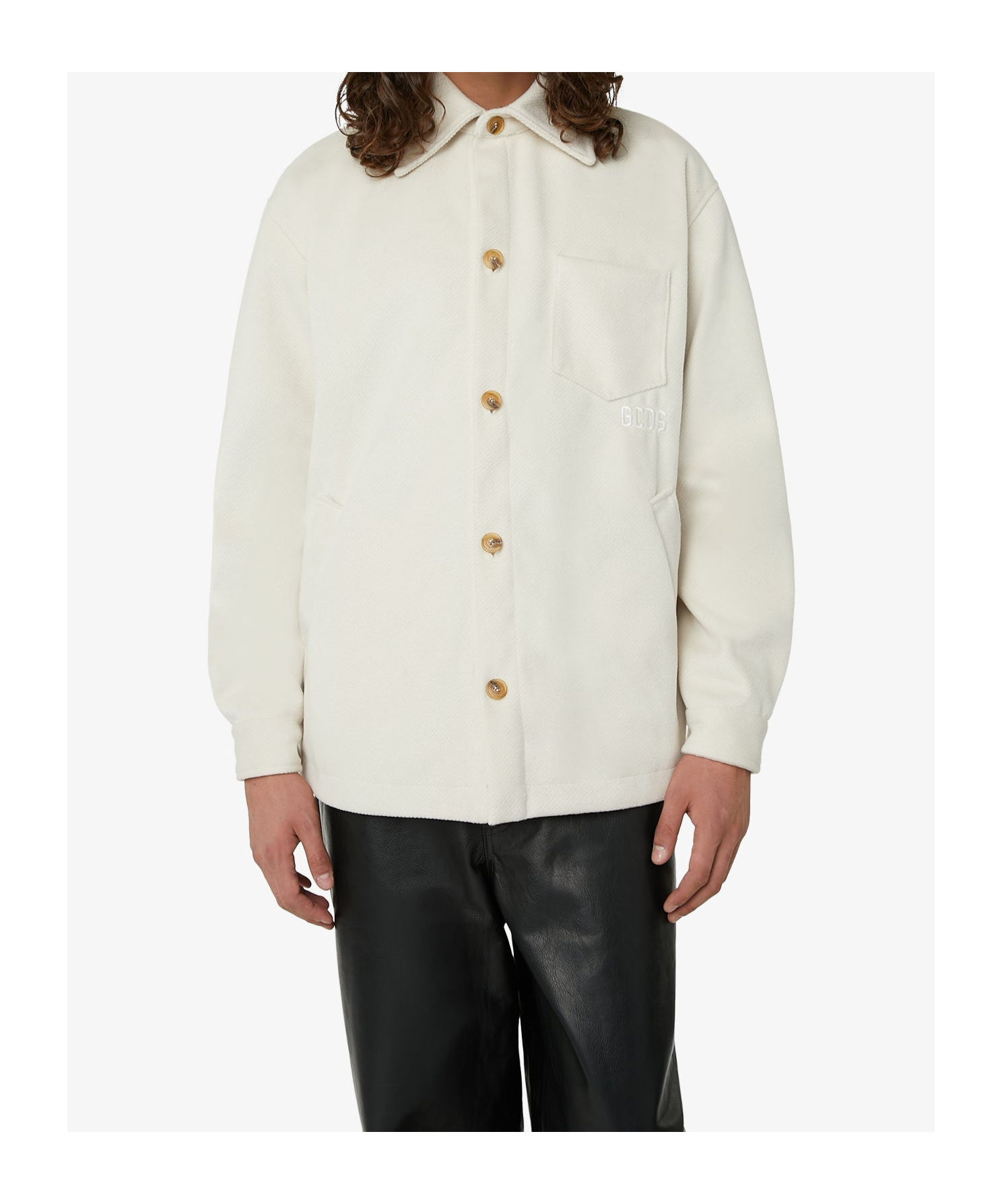 Gcds Logo-embroidered Button-up Jacket In White