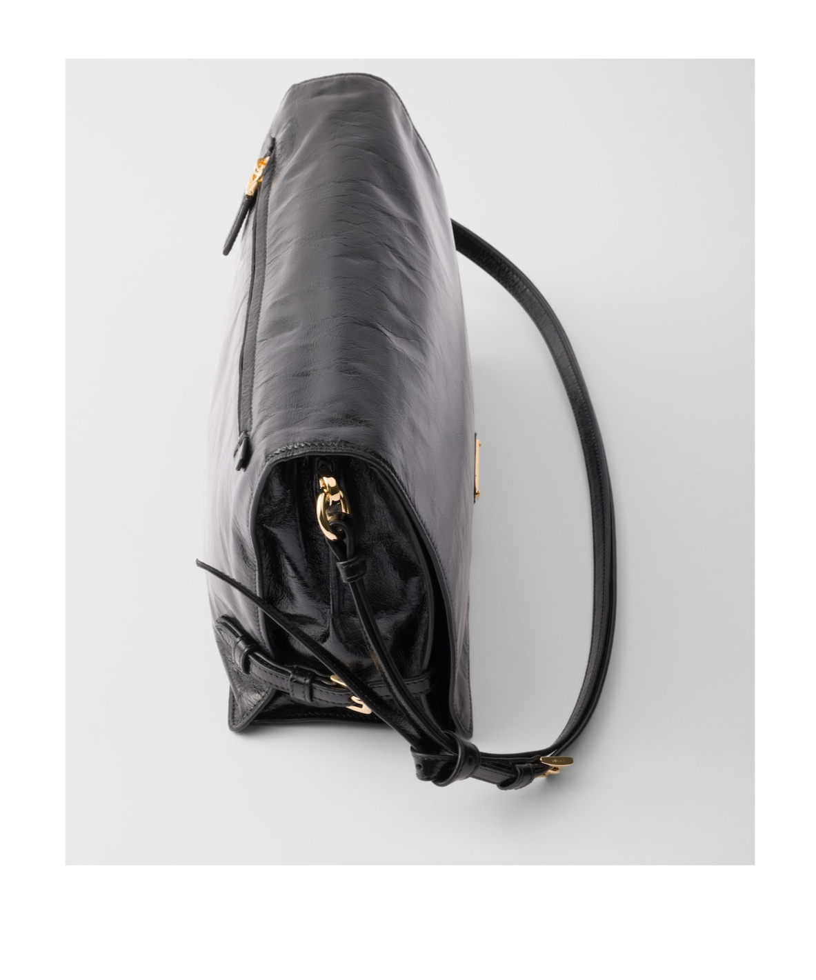 Prada Flap Soft Leather Shoulder Bag In Black