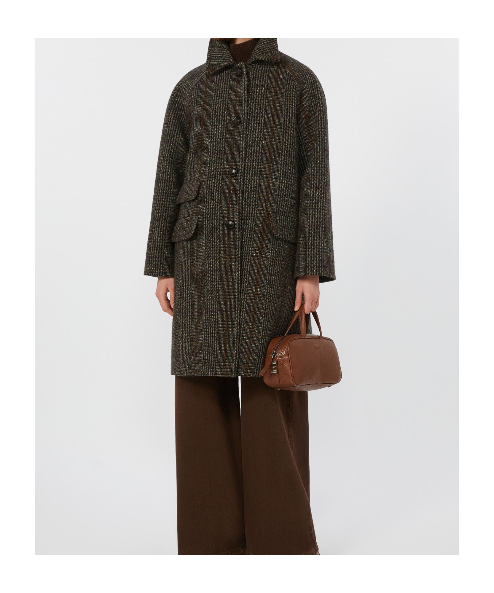 Weekend Max Mara Pitone Tweed Virgin Wool Coat In Gray