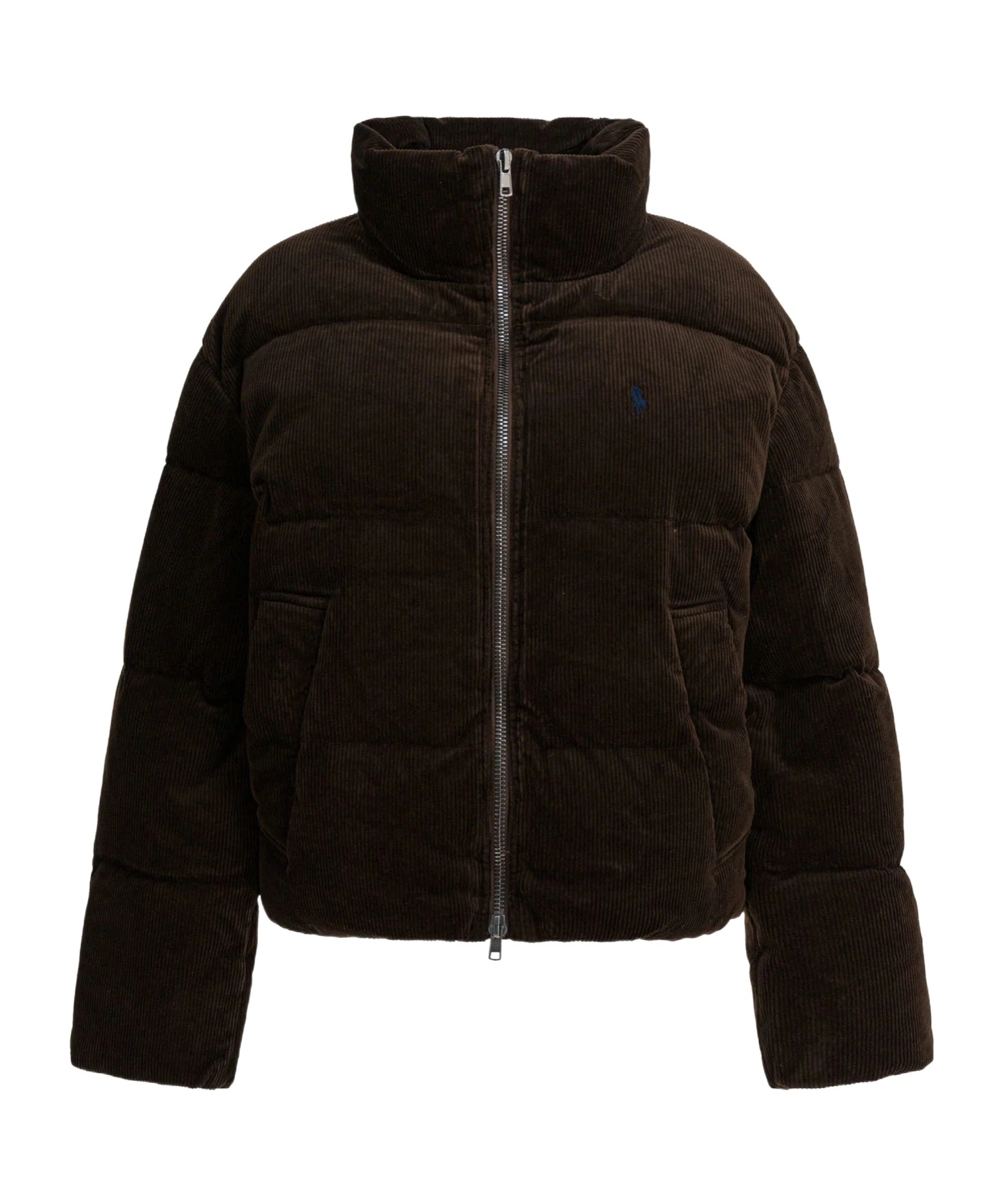 Polo Ralph Lauren Logo Embroidered Padded Corduroy Jacket In Brown