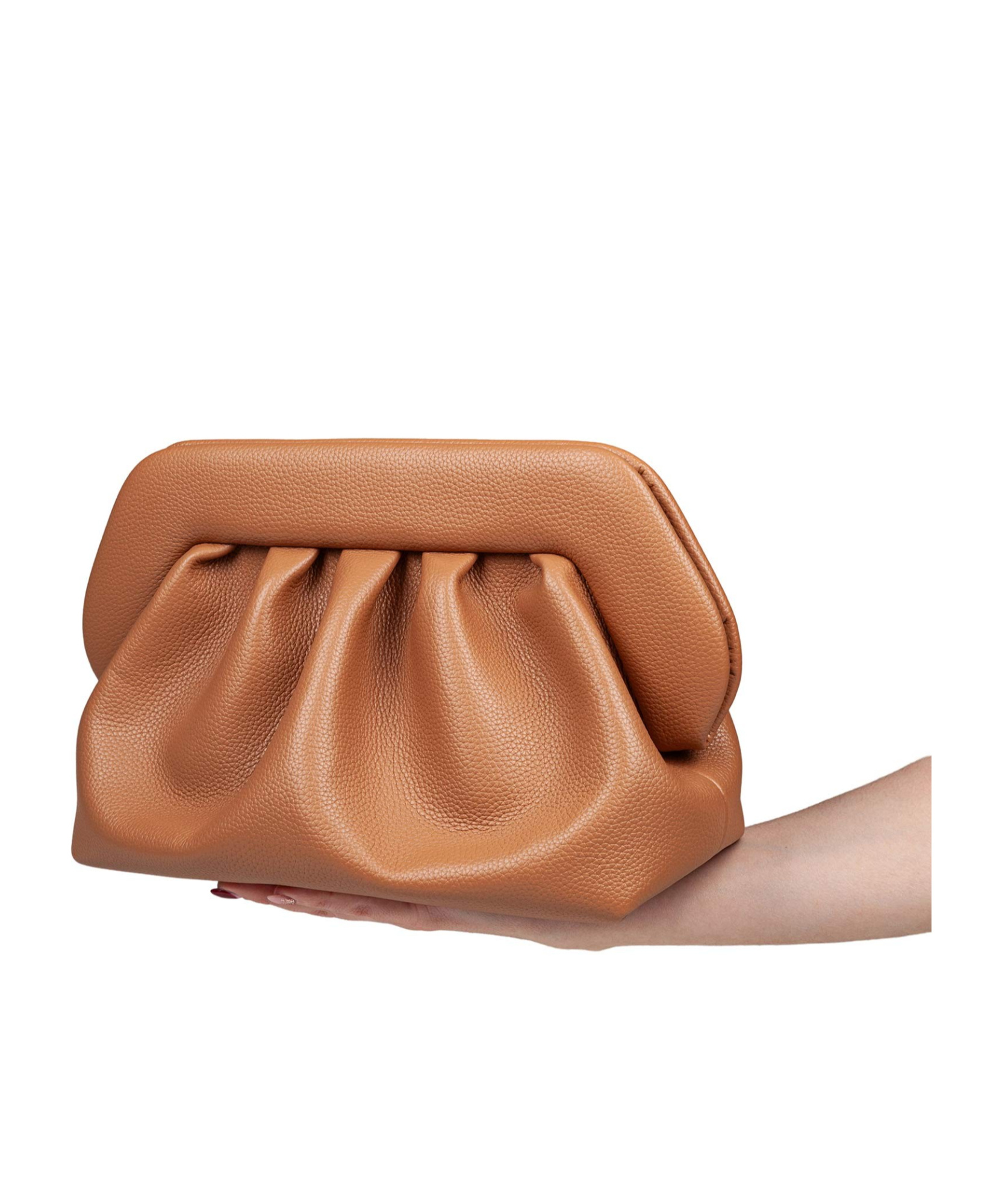 Themoirè Macadamia Vegan Pu Clutch In Brown