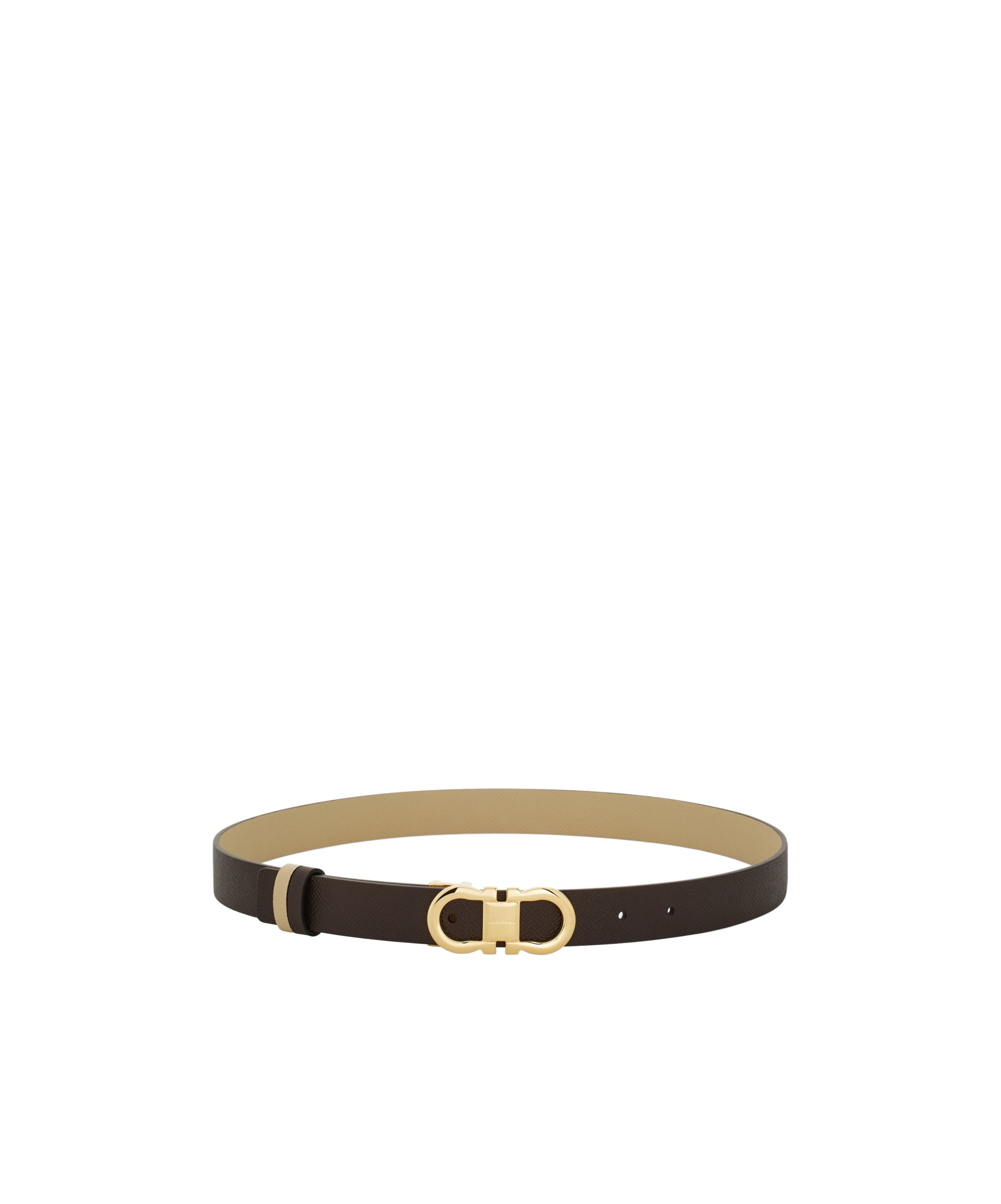 Ferragamo Black Reversible Gancini Belt In Nude