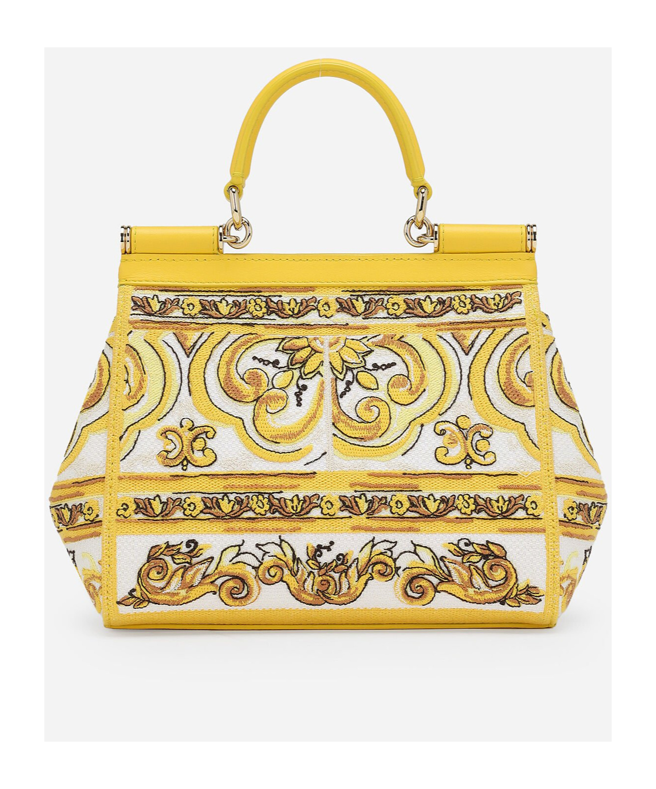 Shop Dolce & Gabbana Nedium Sicily Leather Tote Bag In Yellow