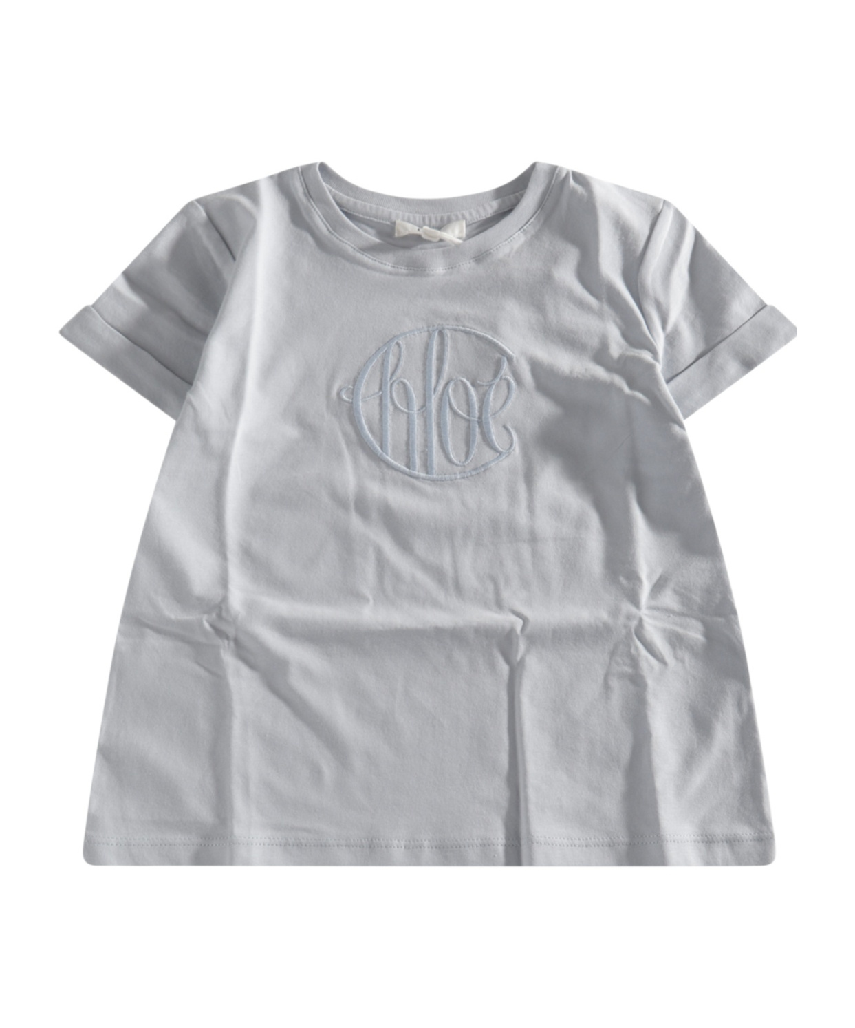 Chloé Kids Logo Embroidered Crewneck T-shirt In Gray