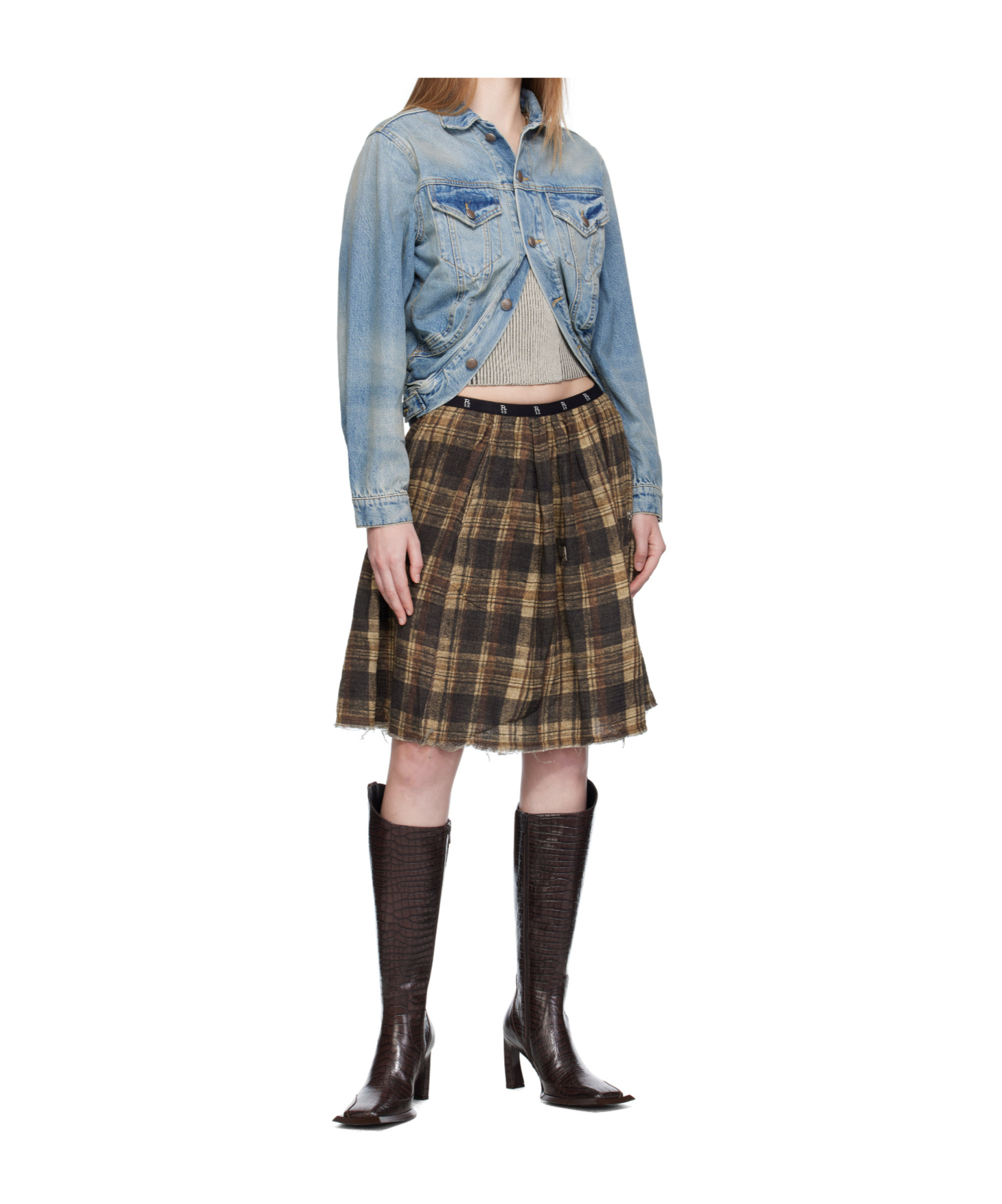R13 Blue Wrap Around Denim Trucker Jacket In Blue