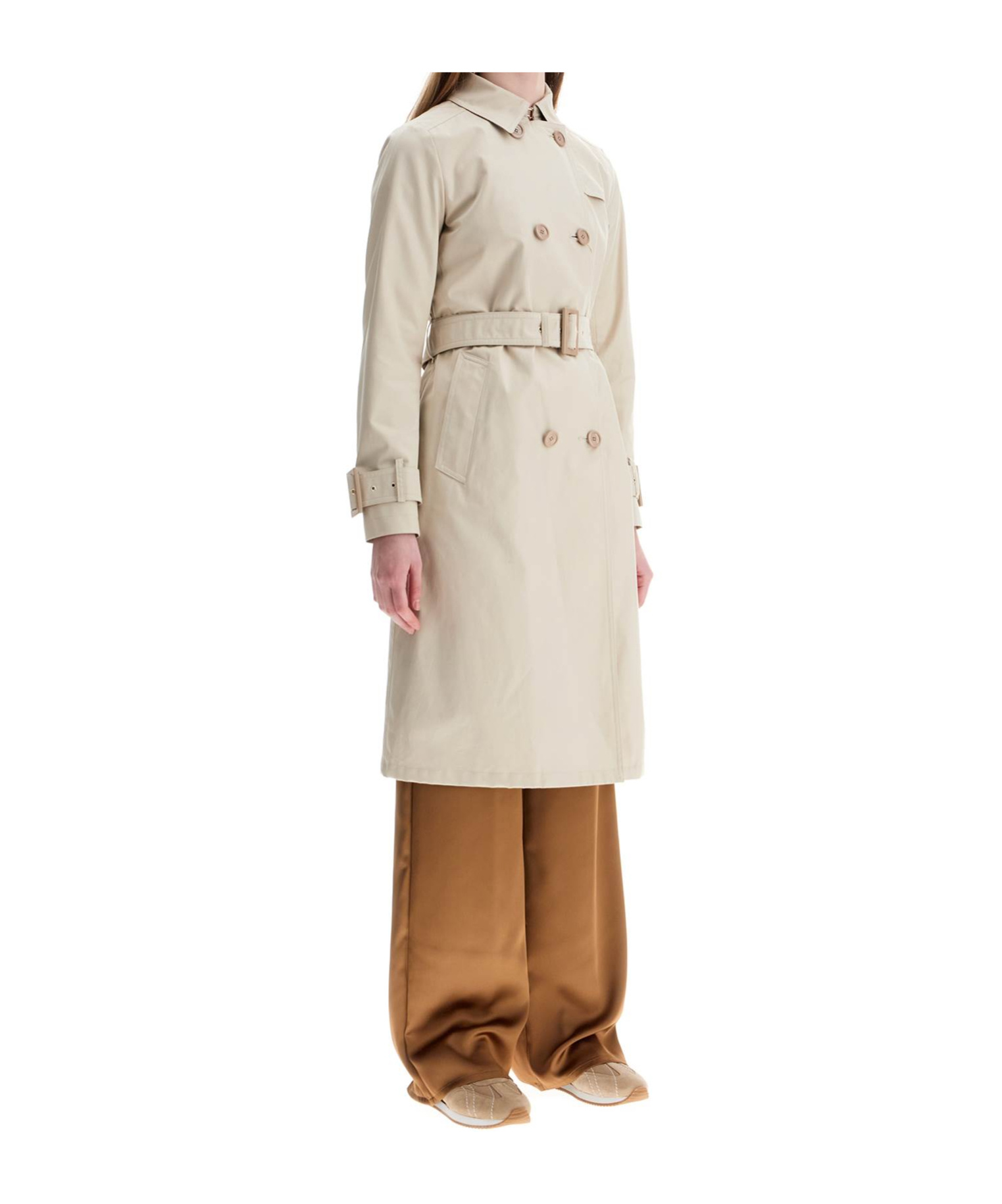Herno Sand Cotton Gabardine Trench Coat In Gray