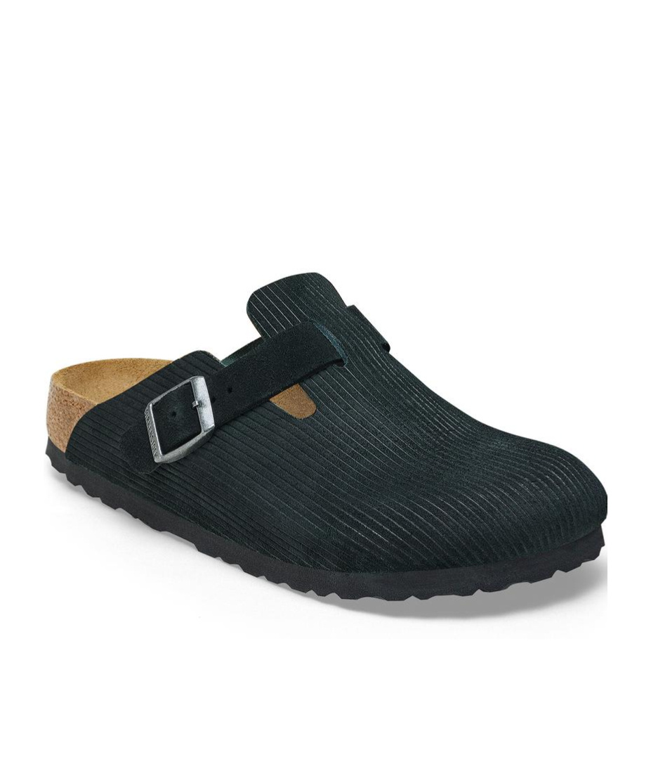 Birkenstock Boston Bs Mens Nubuck Slip On Clogs In Black