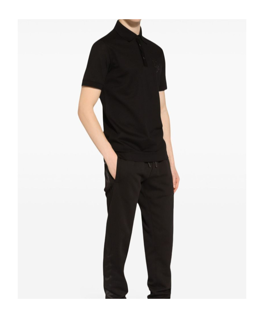 Dolce & Gabbana Chest Embroidered-logo Polo T-shirt In Black
