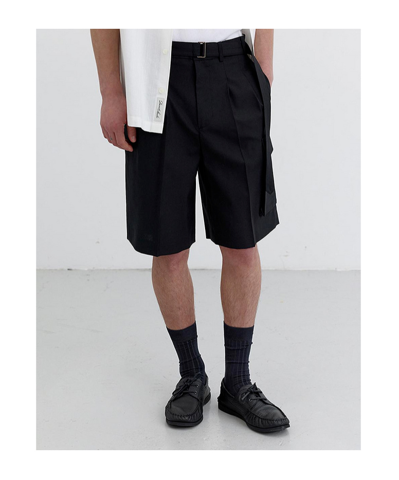 Dunst Belted Multipocket Bermuda Shorts In Black