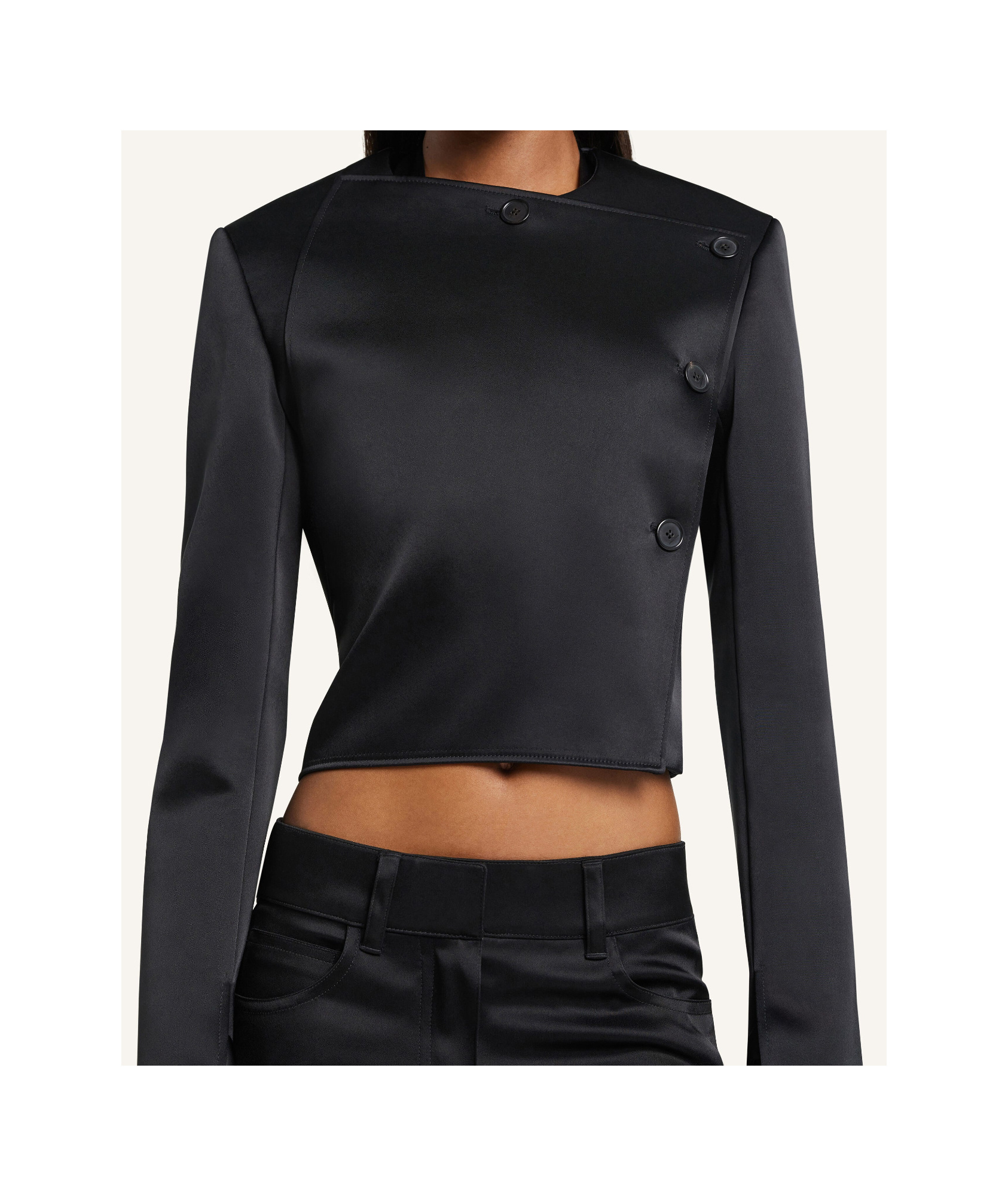 Courrèges Oblique Satin Tailored Jacket In Black