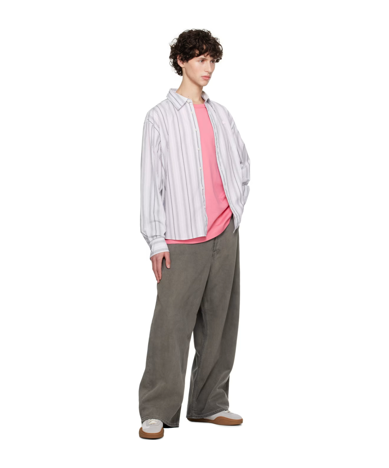 Acne Studios Striped Long-sleeved Shirt In White